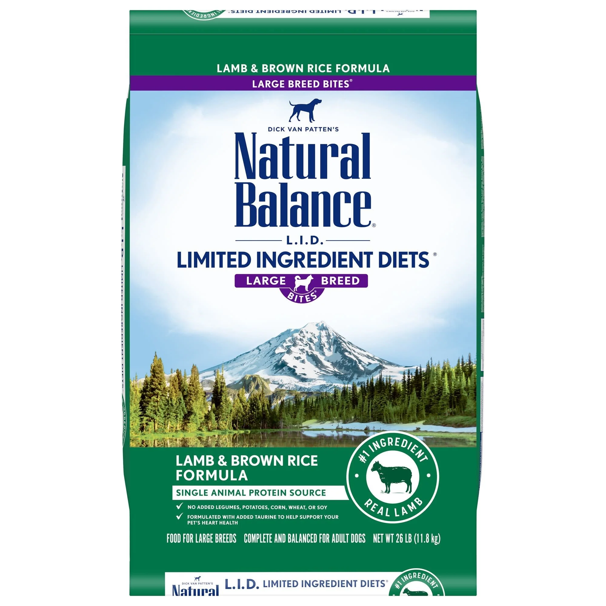 Natural Balance L.I.D. Limited Ingredient Diets Dry Dog Food  26 Pounds  Lamb & Brown Rice Large Breed Formula - Image 1