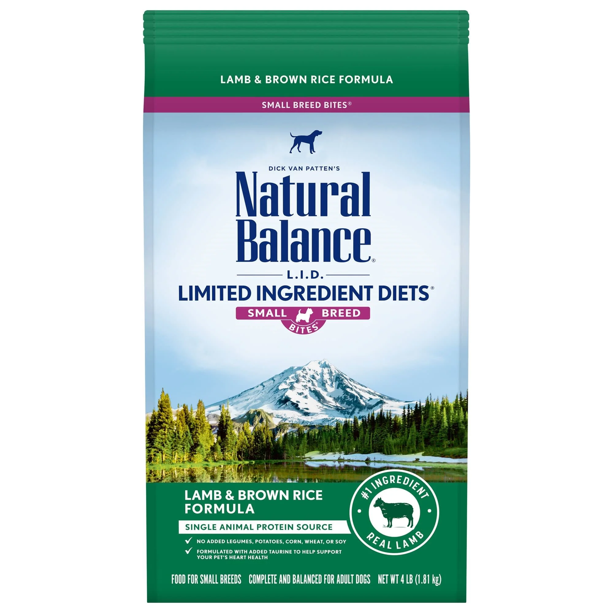 Natural Balance L.I.D. Limited Ingredient Diets Dry Dog Food, 4 Pounds, Lamb & Brown Rice Small Breed Formula - Image 1