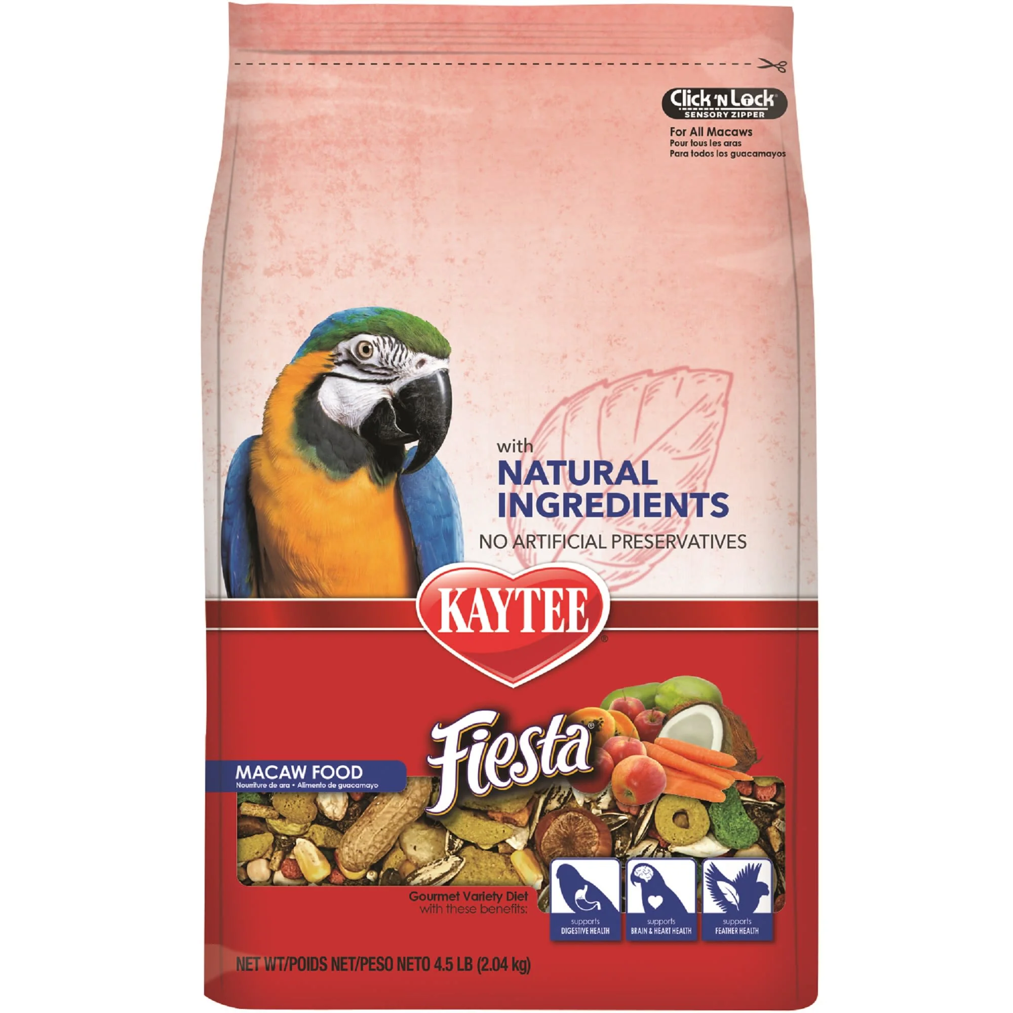 Kaytee Fiesta Macaw Bird Food 4.5 lb  Fortified Gourmet Diet - Image 1