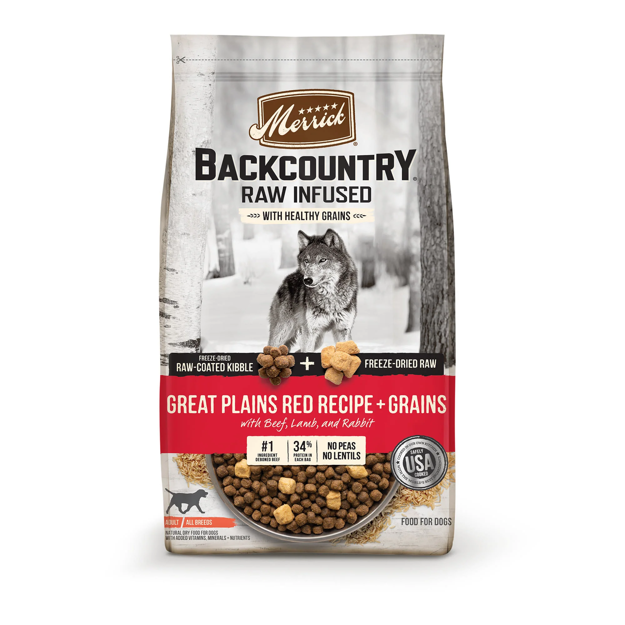 Merrick Backcountry Freeze Dried Raw Infused Great Plains Red Recipe with Healthy Grains Dry Dog Food, 20 lbs. - Image 1