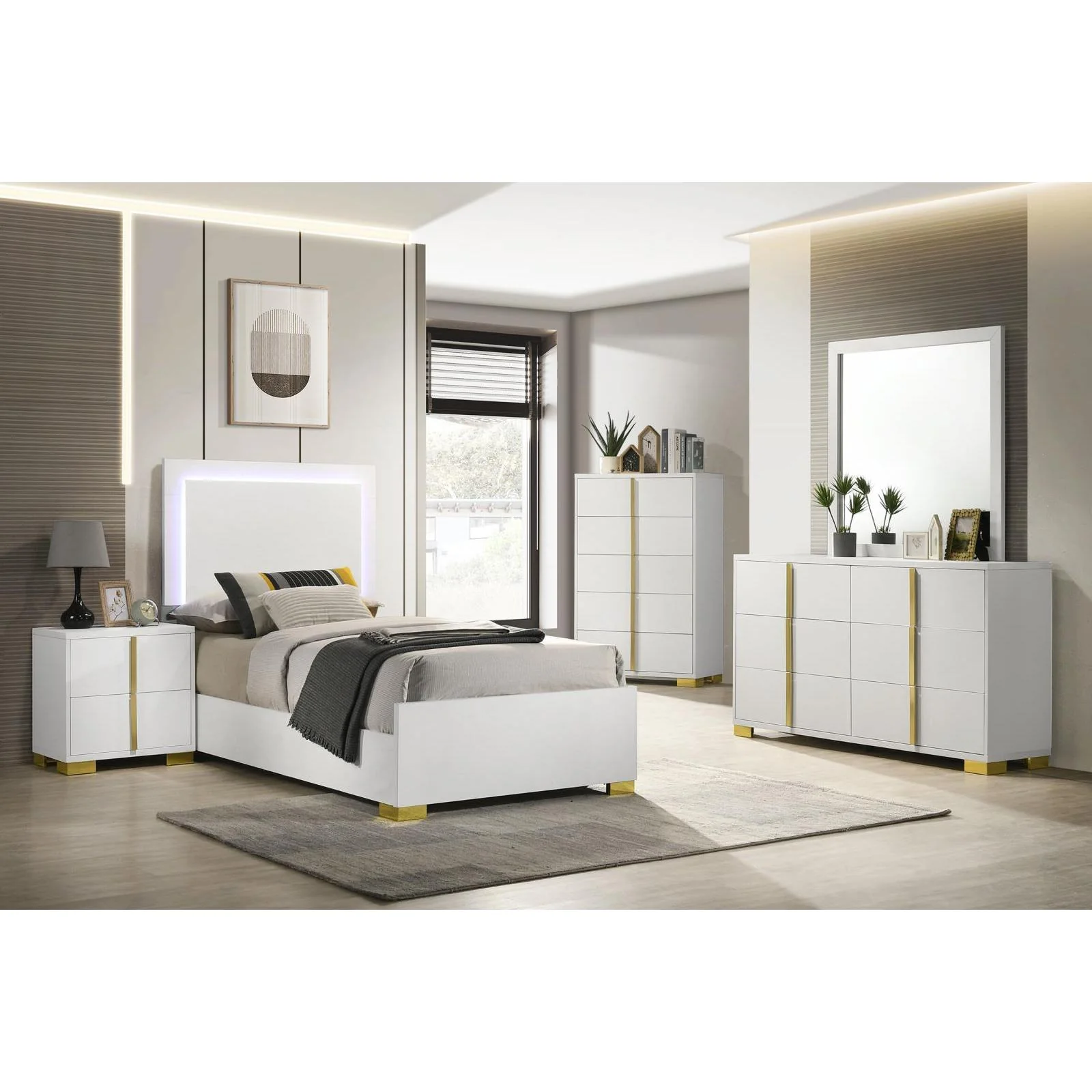 Coaster Furniture Marceline 222931T-S5 7 pc Twin Panel Bedroom Set - Image 1