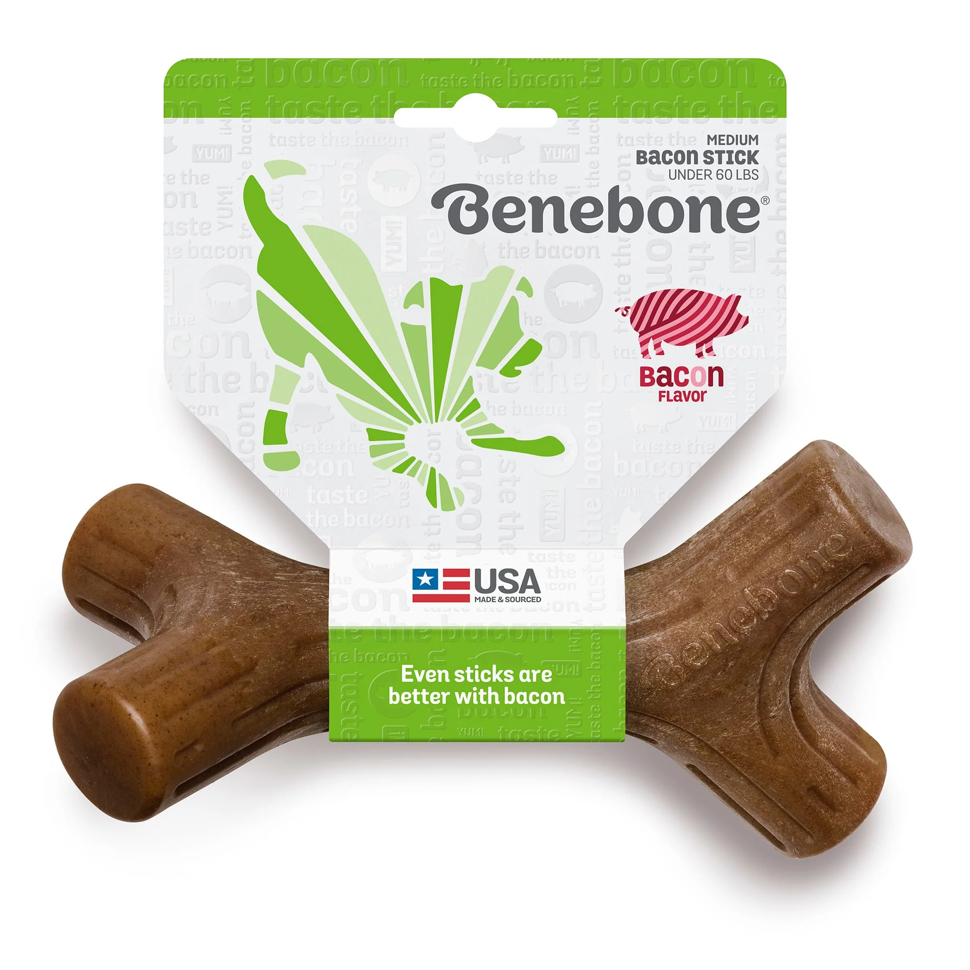Benebone Bacon Stick Durable Dog Chew Toy  Medium - Image 1