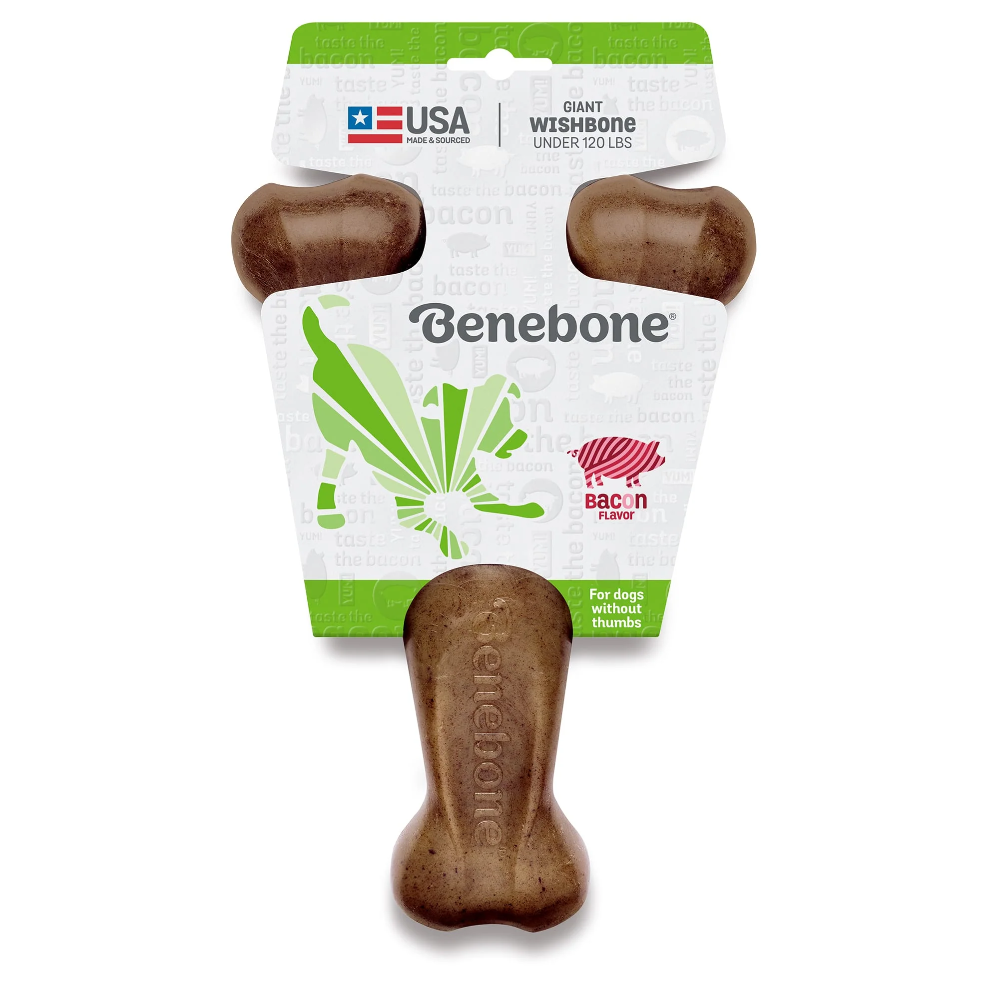 Benebone Real Bacon Durable Wishbone Dog Chew Toy  Giant - Image 1