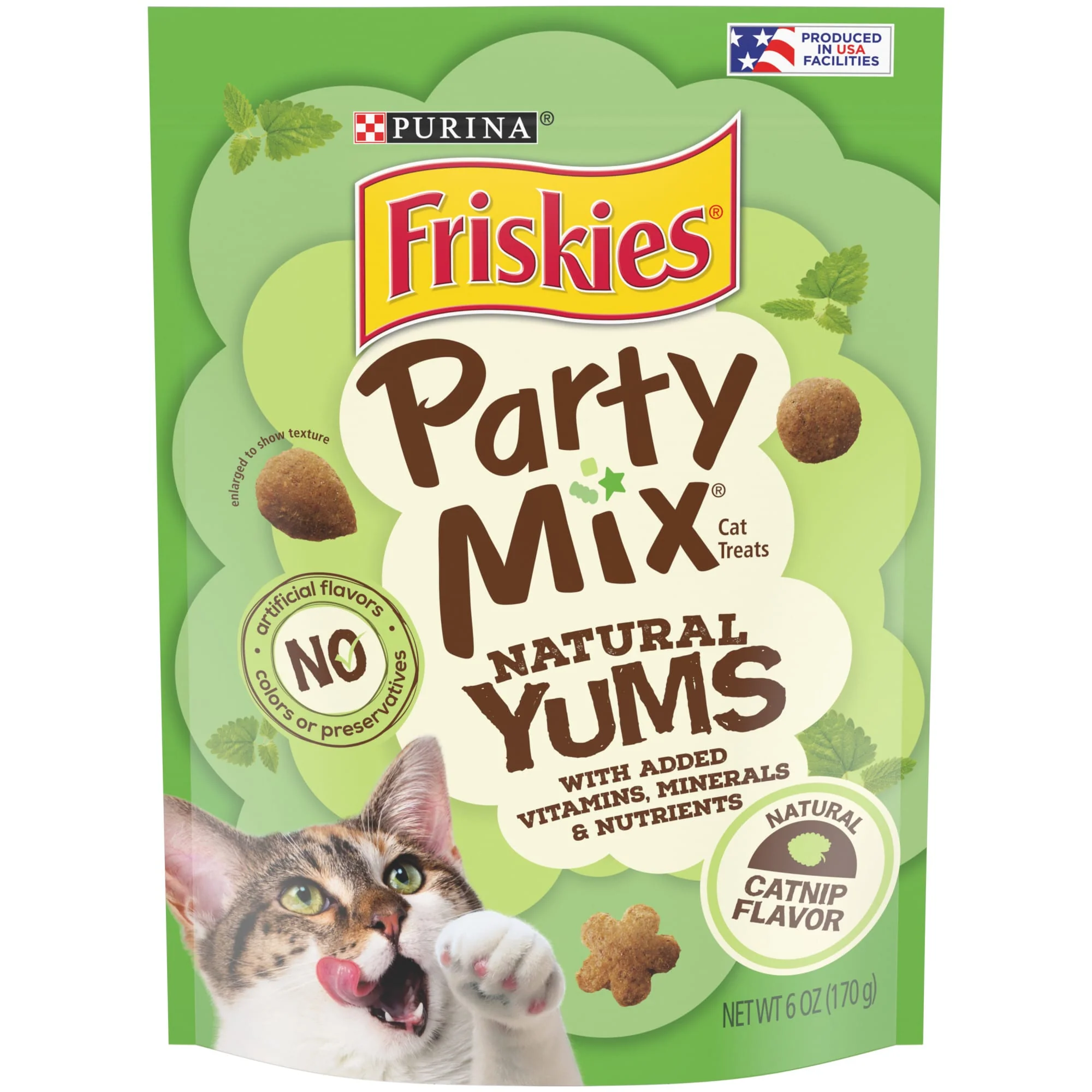 Friskies   Natural Cat Treats  Party Mix Natural Yums Catnip Flavor  6 oz. Pouch - Image 1