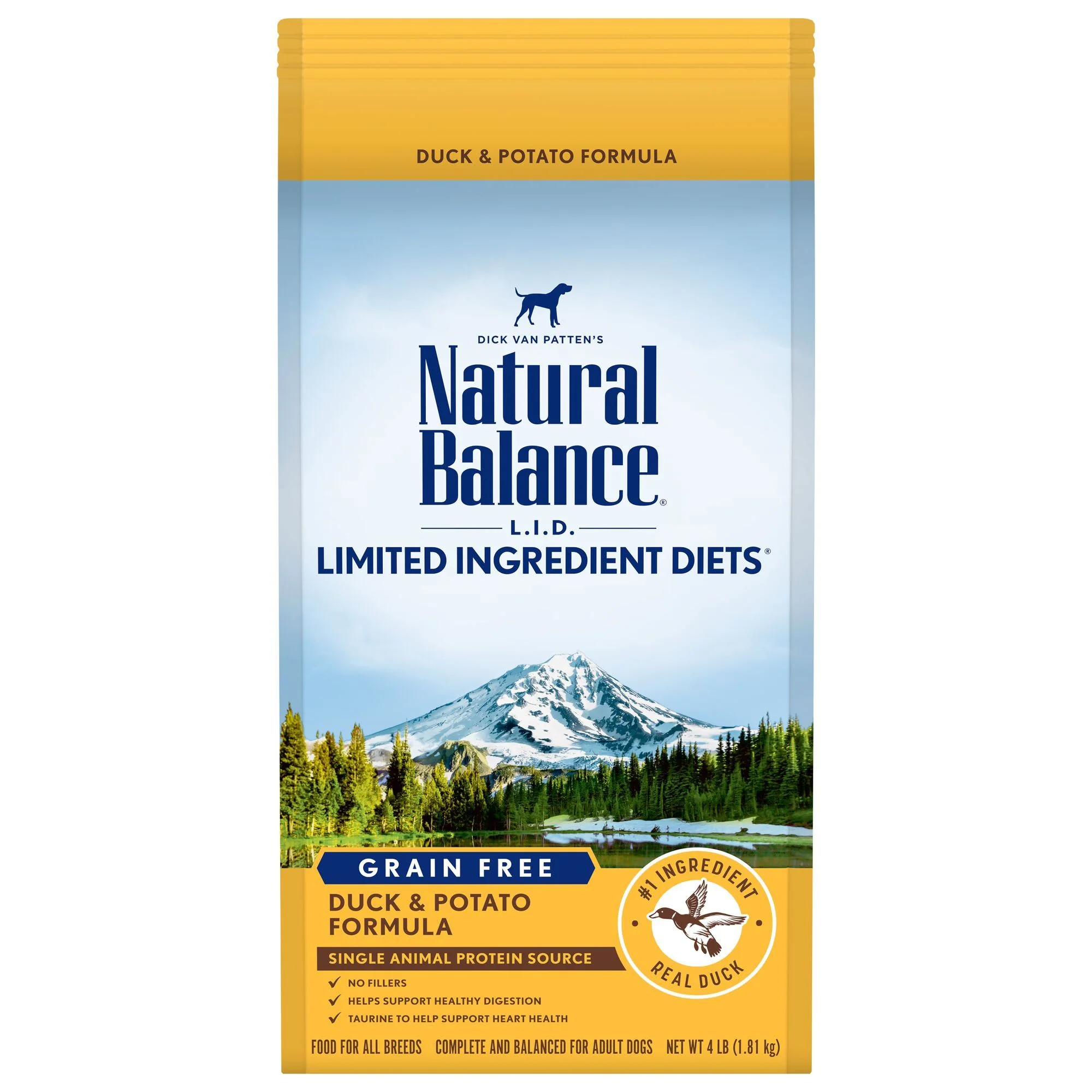Natural Balance L.I.D. Limited Ingredient Diets Duck & Potato Formula Dry Dog Food, 4 lbs. - Image 1