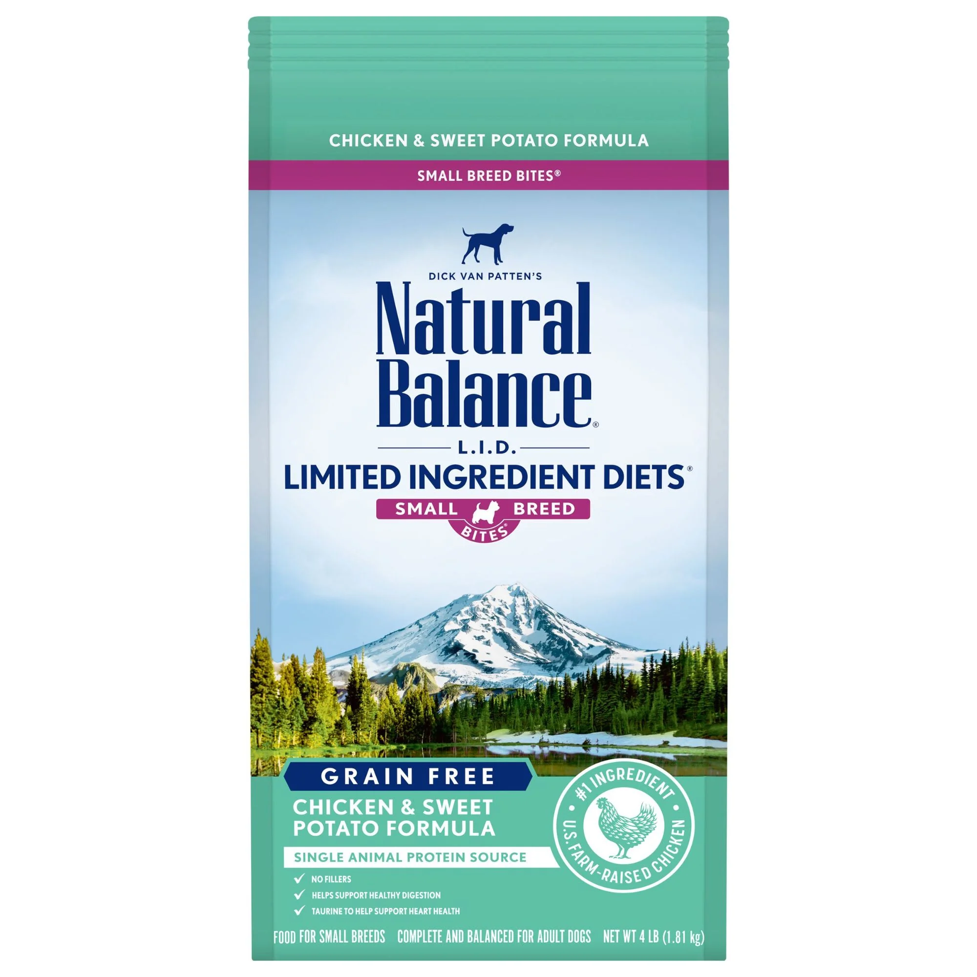 Natural Balance L.I.D. Limited Ingredient Diets Small Breed Bites Dry Dog Food  Chicken & Sweet Potato Formula  4 Pounds - Image 1
