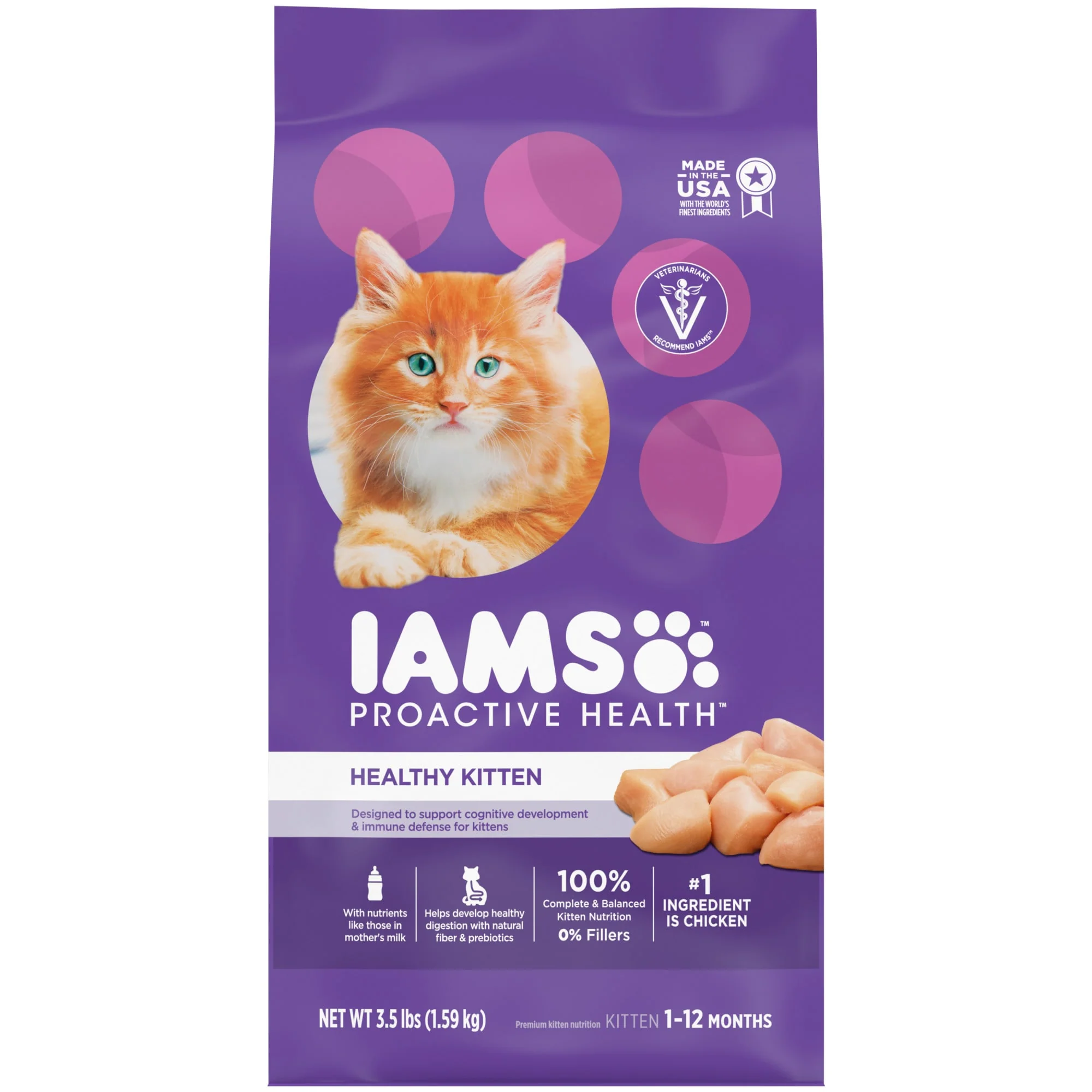 IAMS PROACTIVE HEALTH Healthy Kitten Dry Cat Food with Chicken  3.5 lb. Bag - Image 1