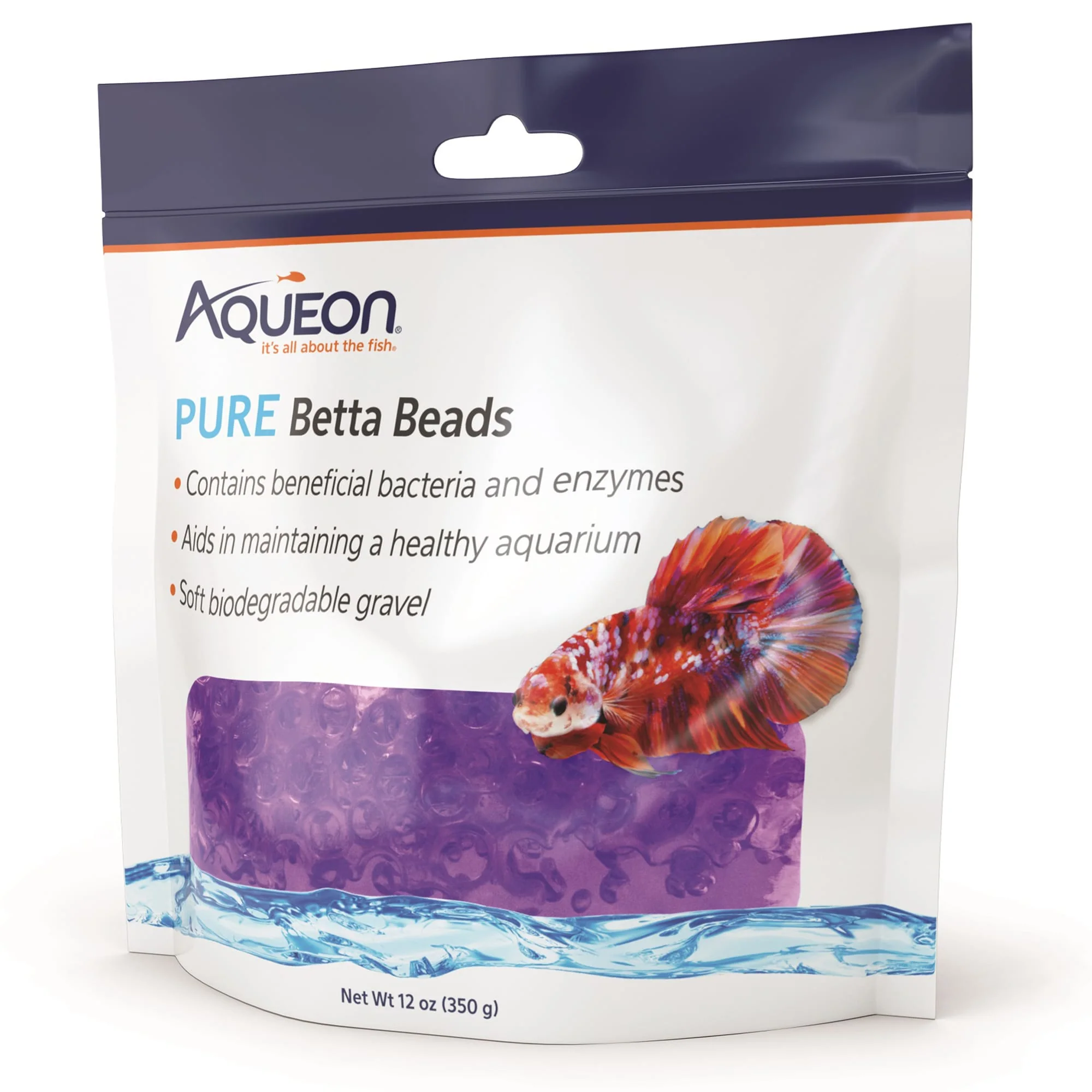 Aqueon PURE Betta Beads, Purple, 12oz Bag - Image 1