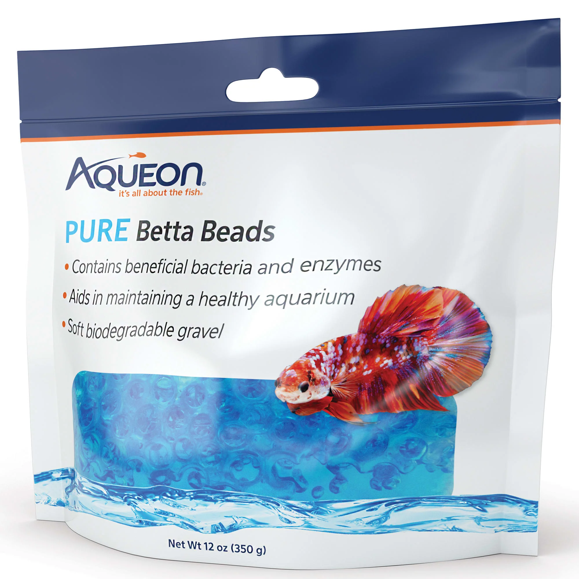 Aqueon PURE Betta Beads, Blue, 12oz Bag - Image 1