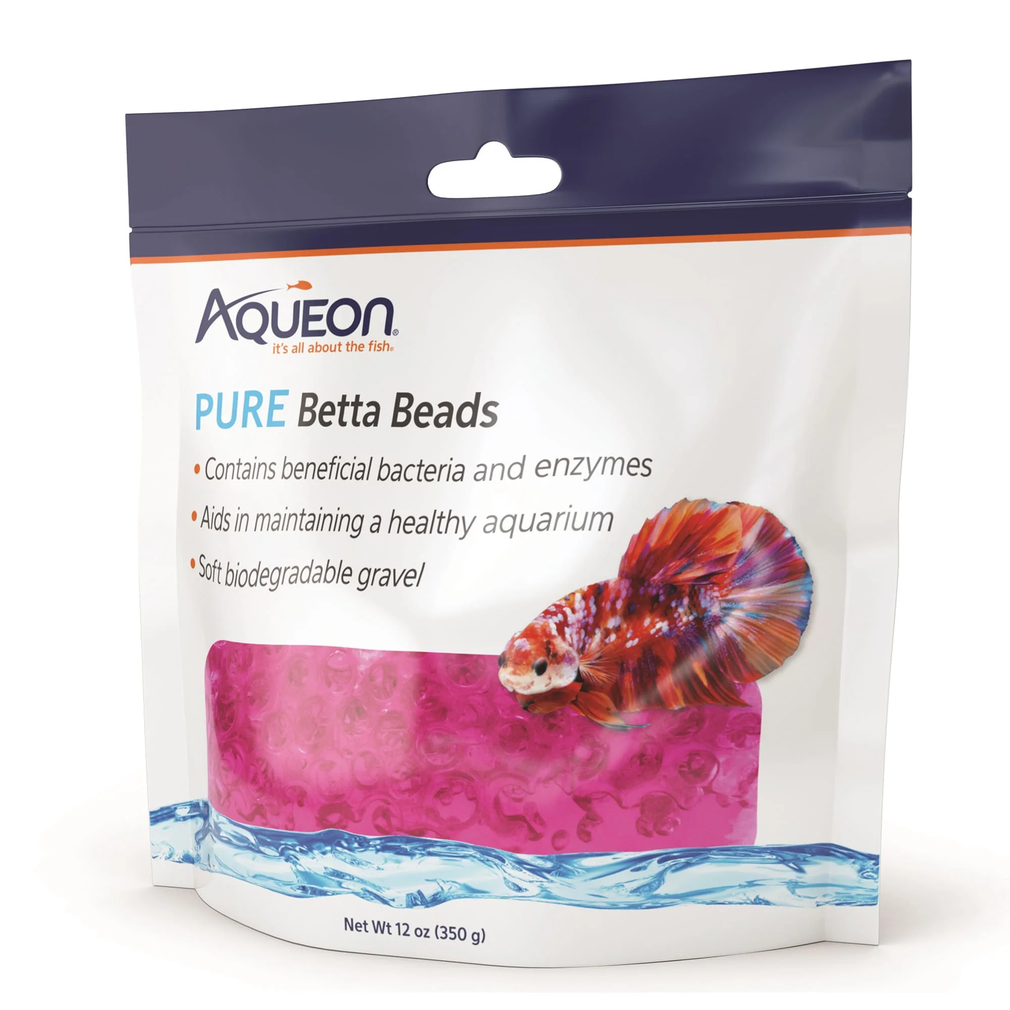 Aqueon PURE Betta Beads, Pink, 12oz Bag - Image 1