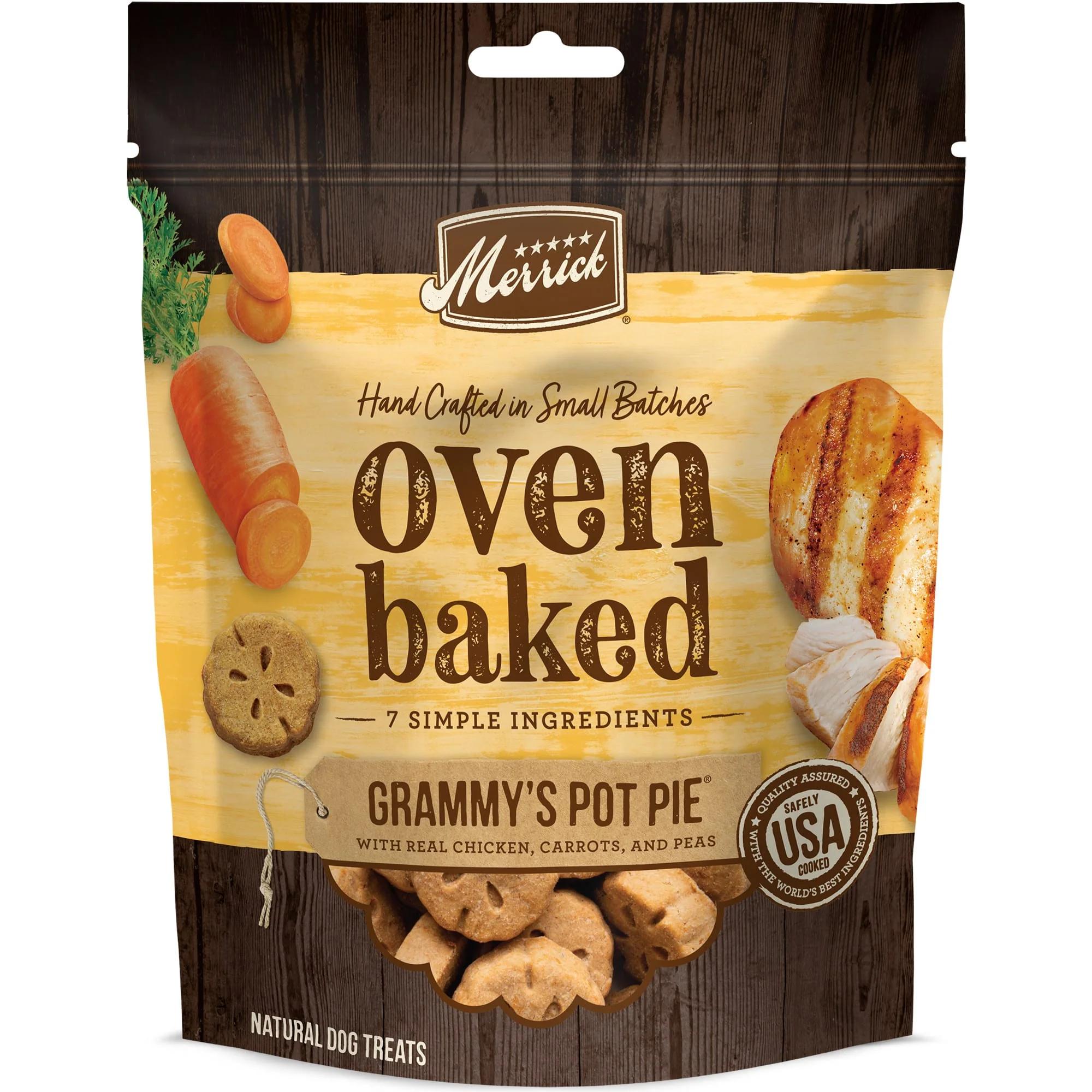 Merrick Oven Baked Dog Treats - Grammy s Pot Pie with Real Chicken  Carrots & Peas - 11 oz Bag - Image 1
