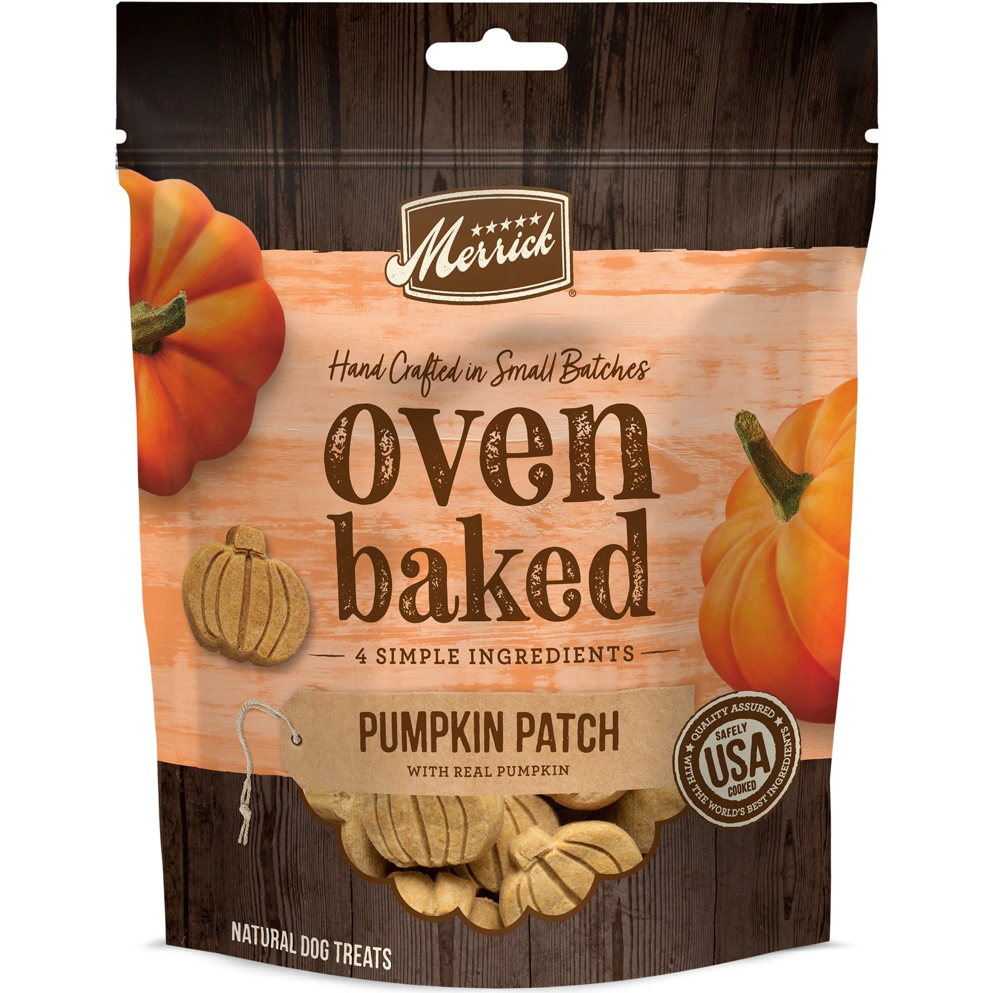 Merrick Oven Baked Dog Treats  Pumpkin Patch with Real Pumpkin  Natural Dog Biscuits - 11 oz Bag - Image 1