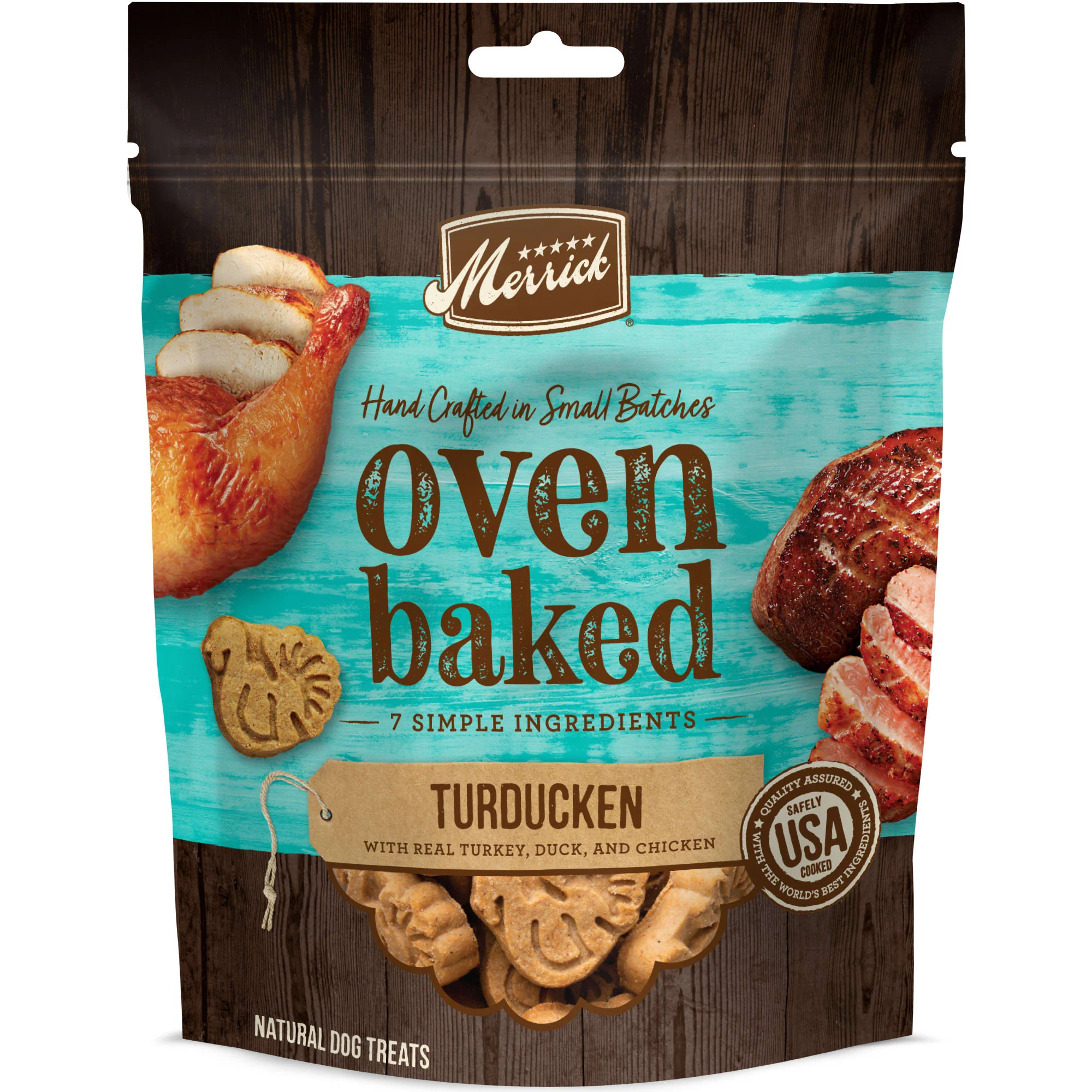 Merrick Oven Baked All Natural Hand Crafted in Small Batches Dog Treats 11 oz Pouch Turducken - Image 1