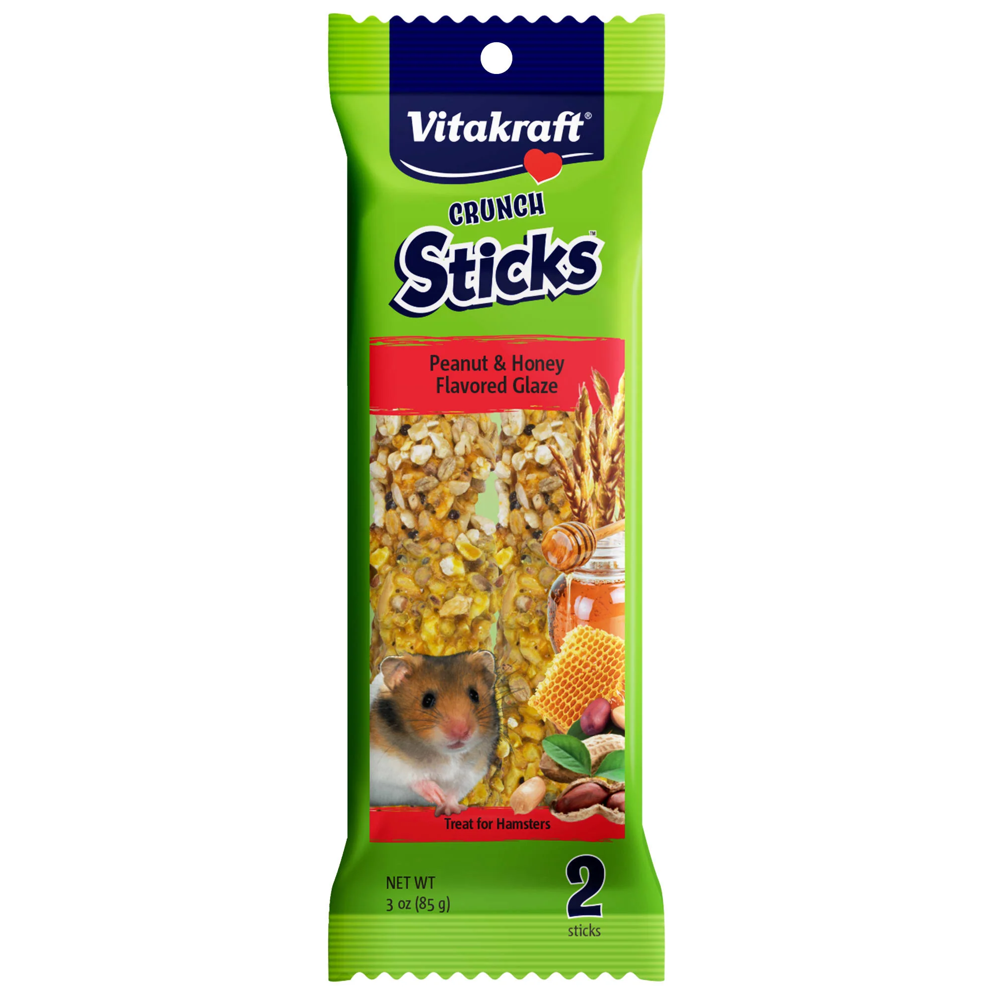 Vitakraft Crunch Sticks Hamster Treat Peanut and Honey Flavored Glaze 2pk - Image 1