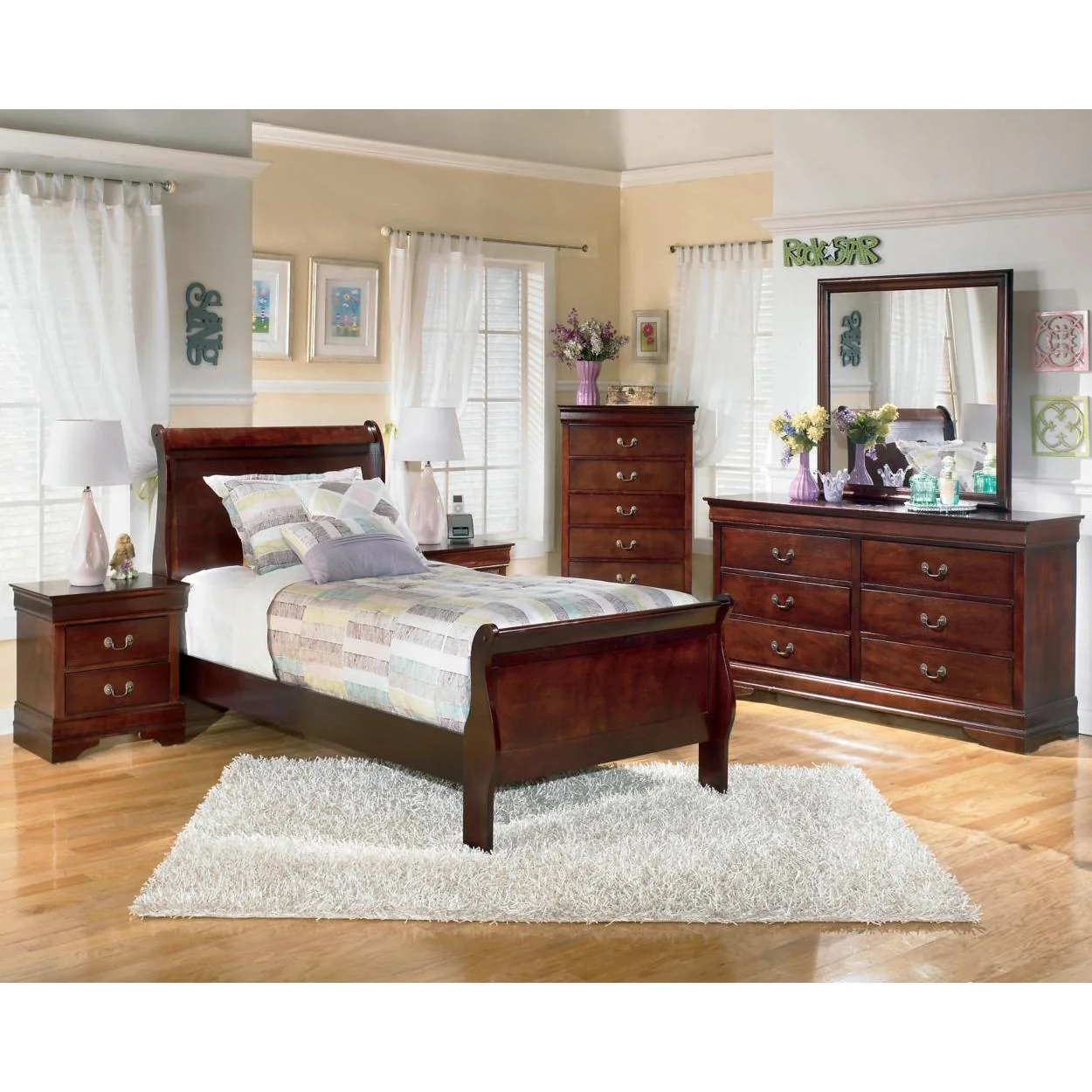 Signature Design by Ashley Alisdair B376B6 5 pc Twin Sleigh Bedroom Set - Image 1