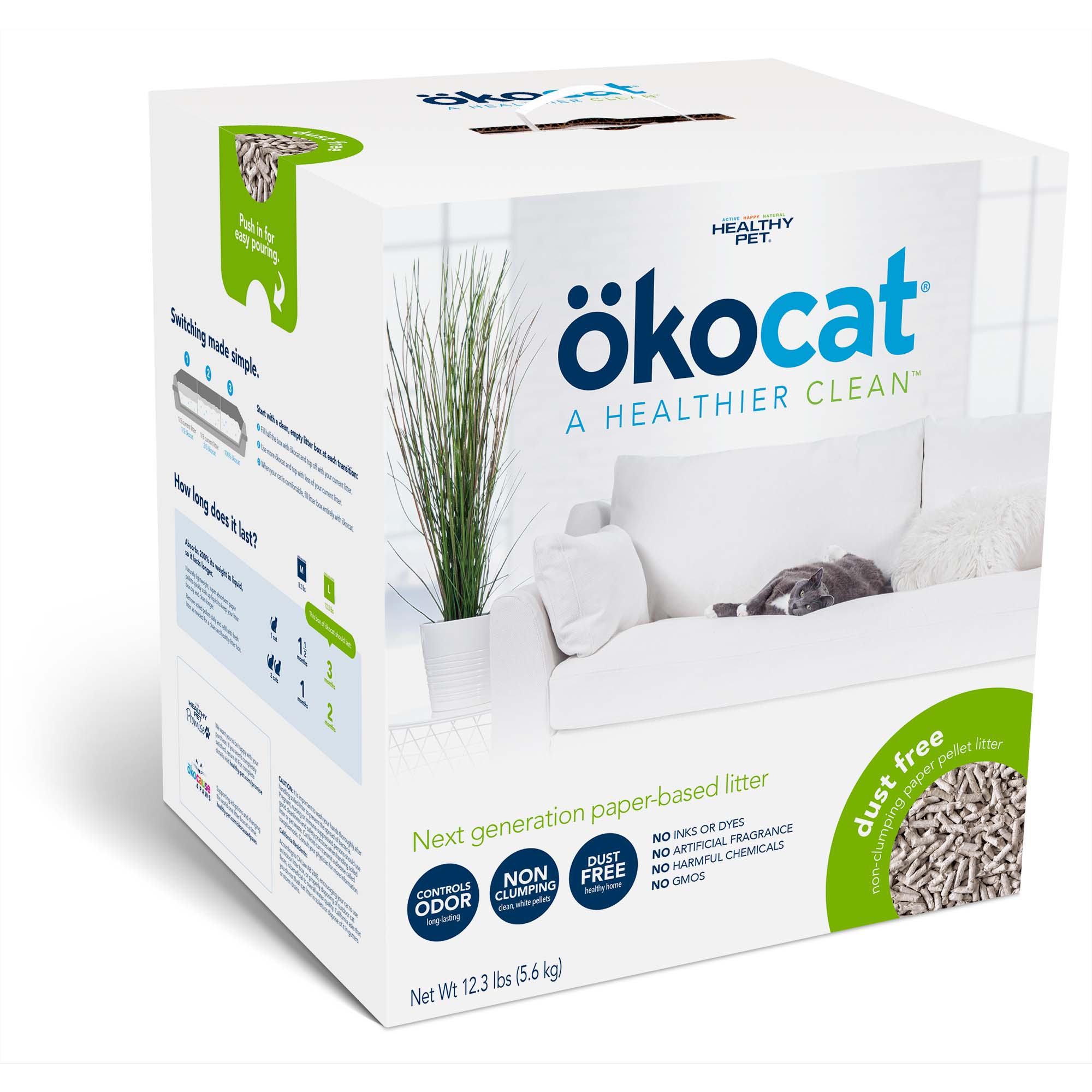okocat Premium Dust Free Cat Litter  Non-clumping Paper Pellet  11.7lb - Image 1