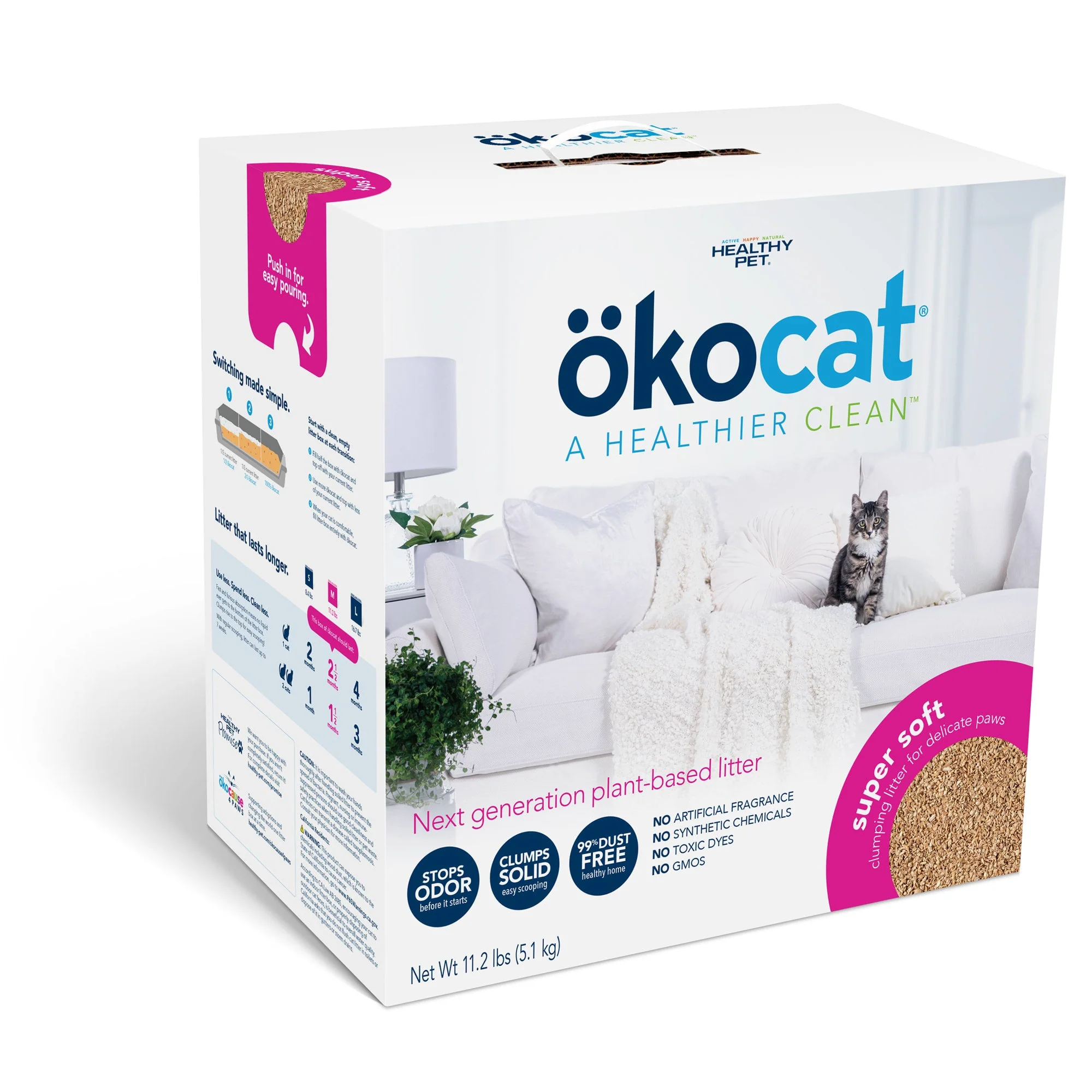 okocat Premium Super Soft Clumping Natural Wood Cat Litter  Delicate Paws  10.6lbs - Image 1