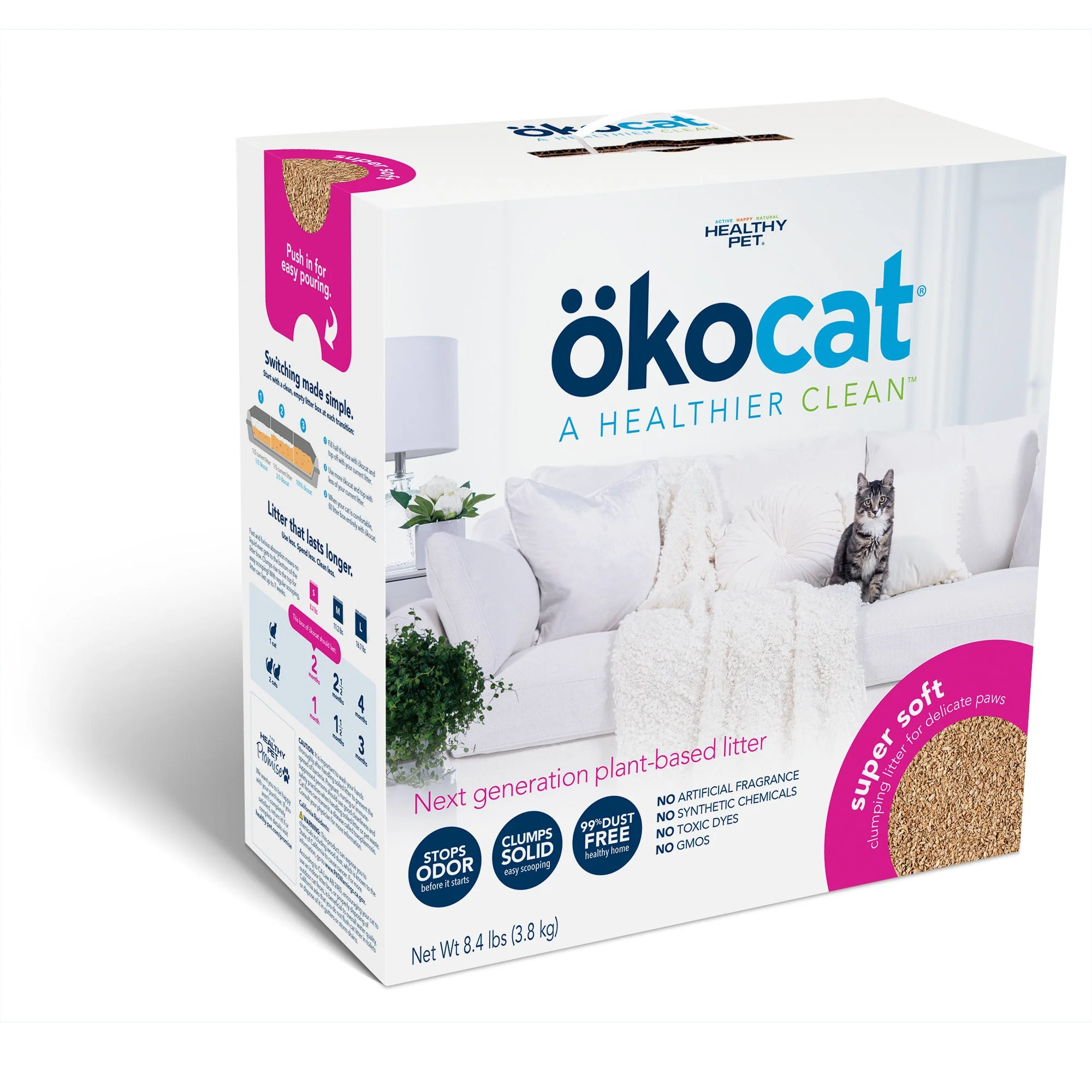 Okocat Premium Super Soft Clumping Natural Wood Cat Litter  Delicate Paws  8lb - Image 1