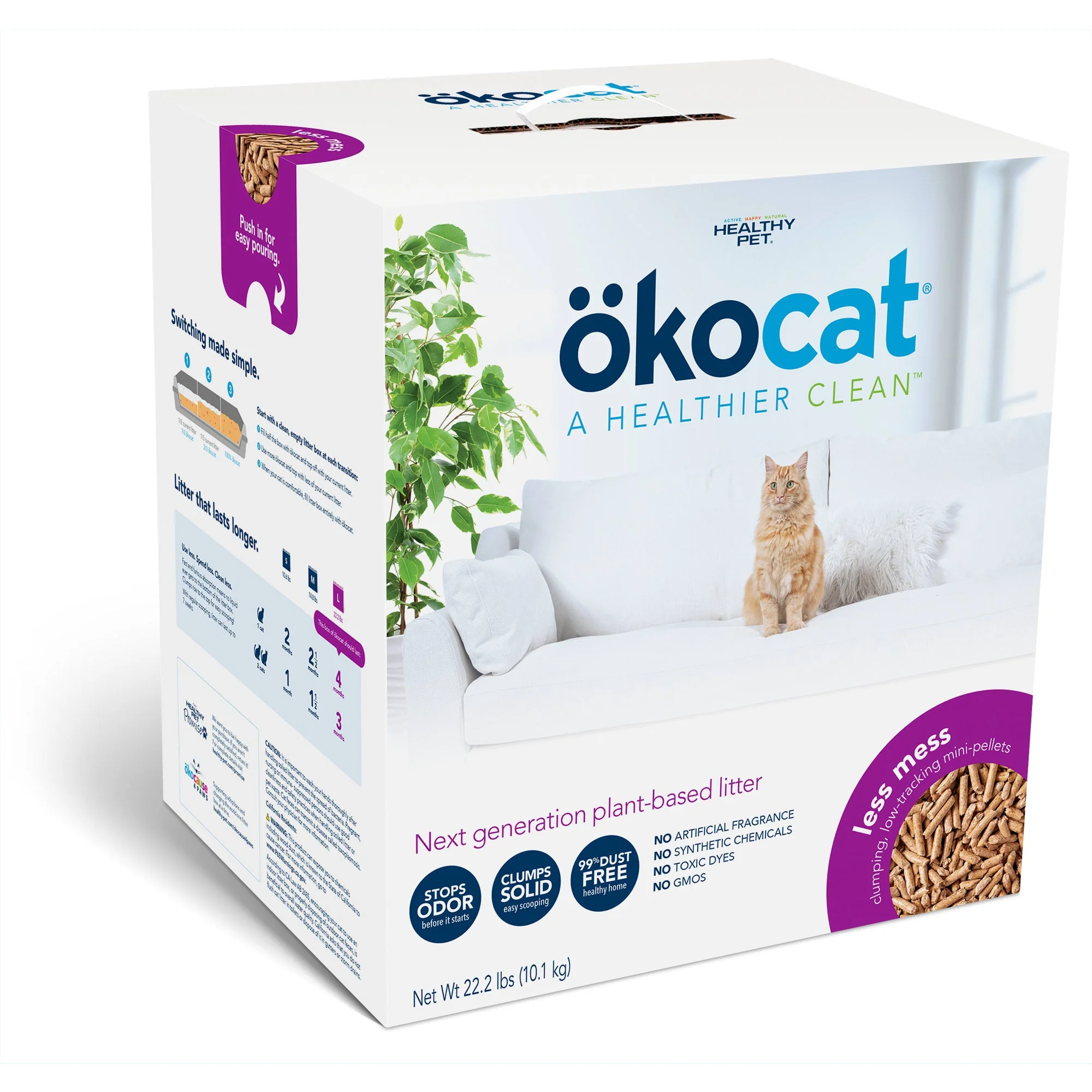 okocat Premium Less Mess Low-tracking  Clumping Natural Wood Pellet Cat Litter  21.5 lbs - Image 1
