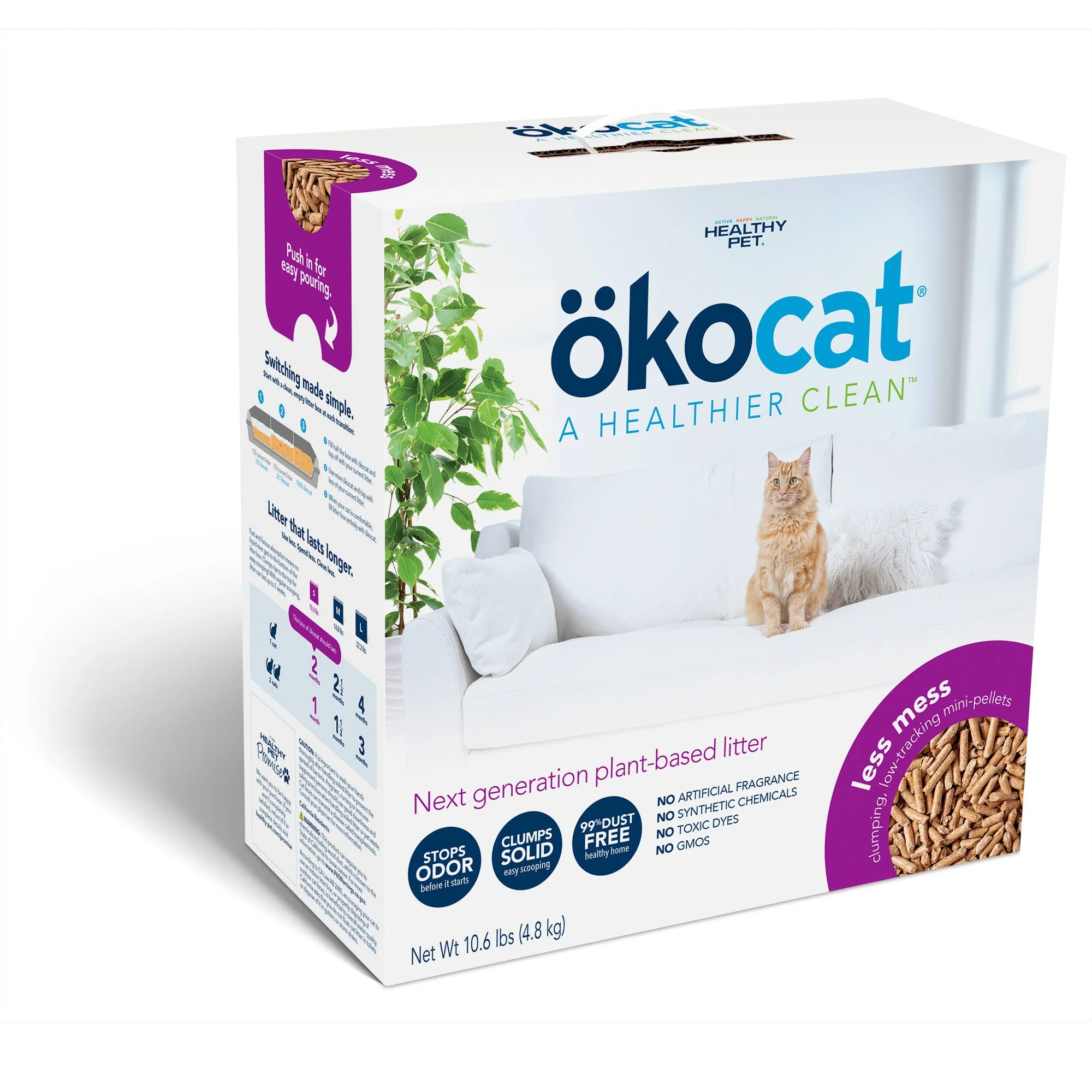 Okocat Premium Less Mess Low-Tracking  Clumping Natural Wood Pellets Cat Litter 10lb - Image 1