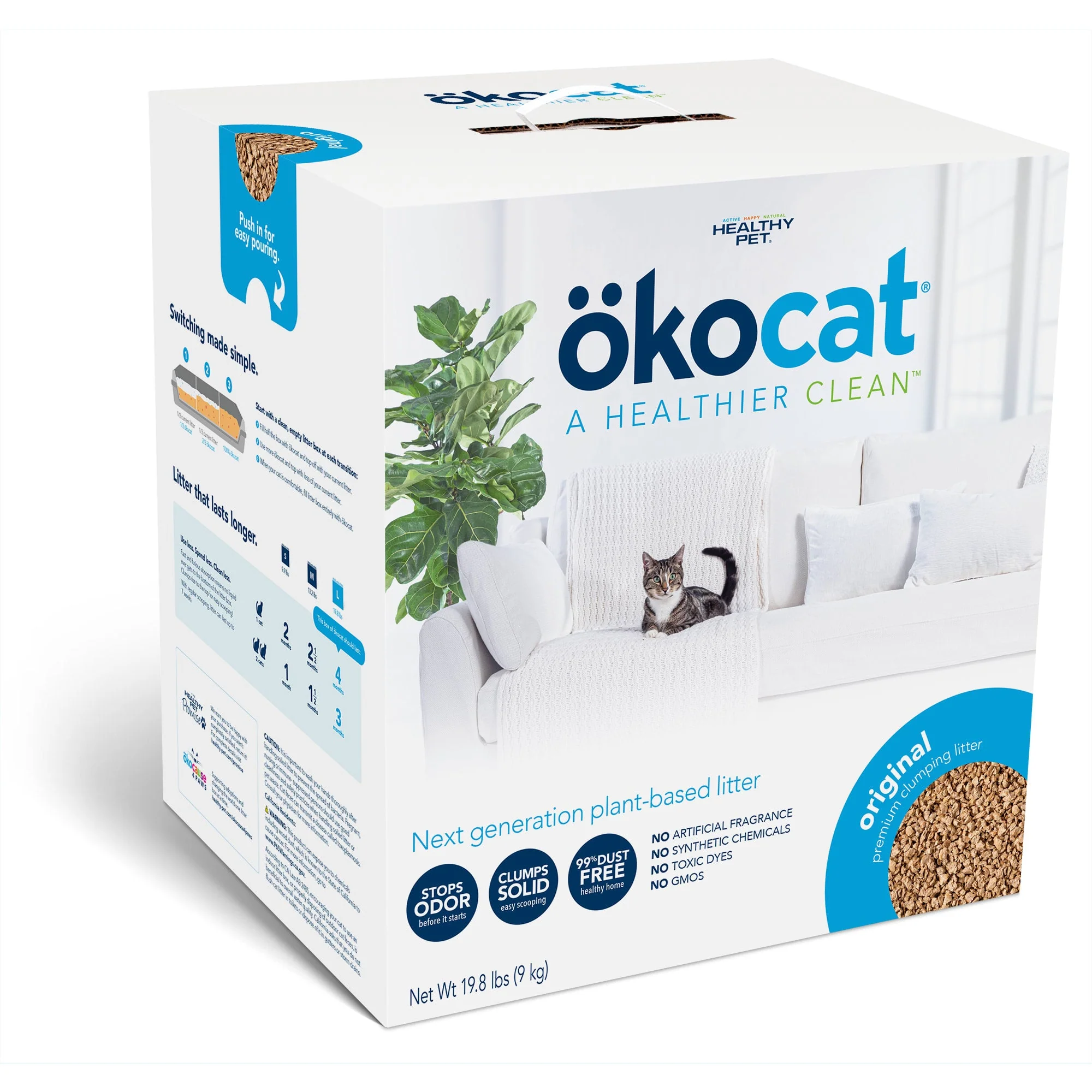 okocat Premium Original Clumping Natural Wood Cat Litter  Dust Free  18.8 lbs. - Image 1