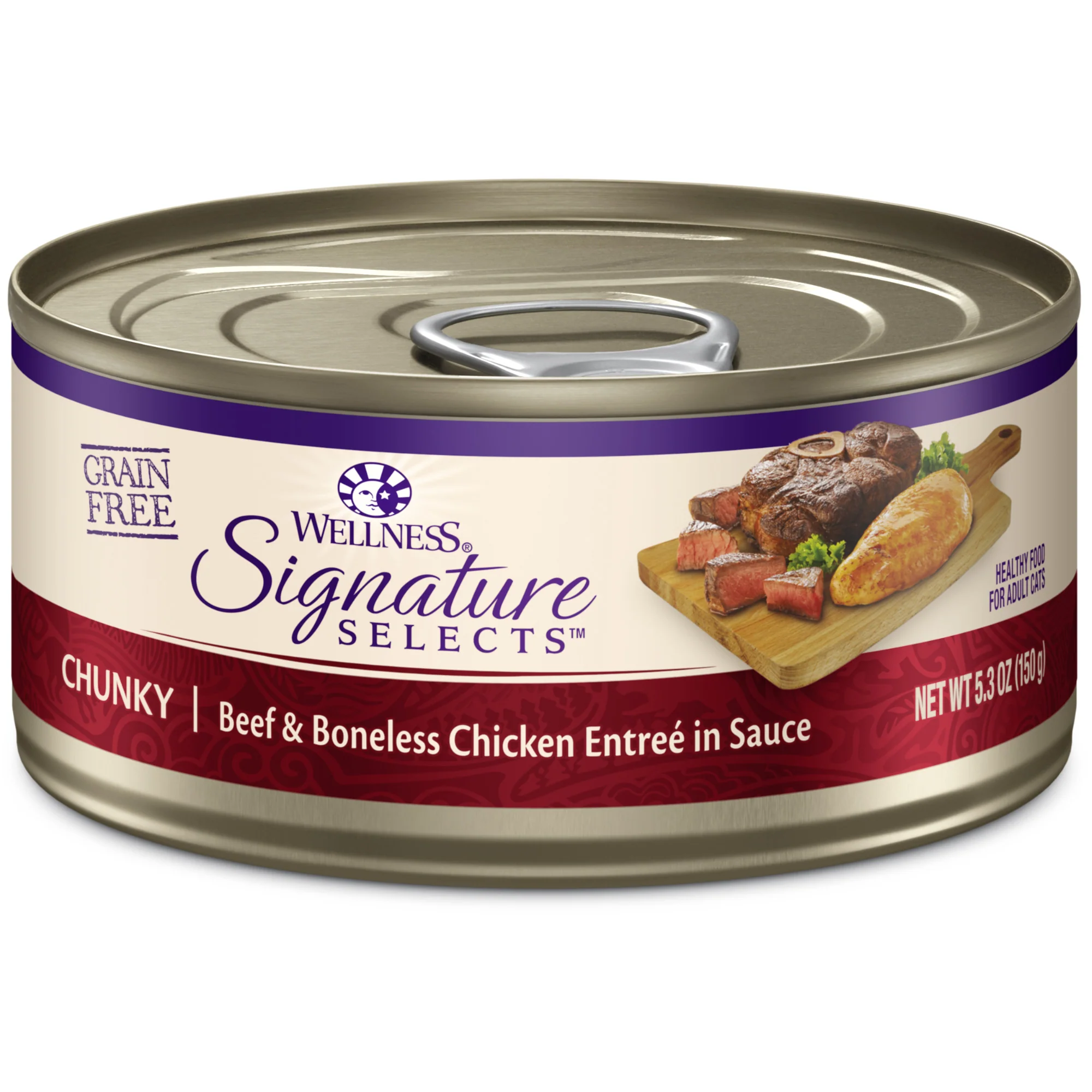Wellness CORE Signature Selects Natural Grain Free Wet Canned Cat Food Chunky Beef & Chicken 5.3oz Can - Image 1