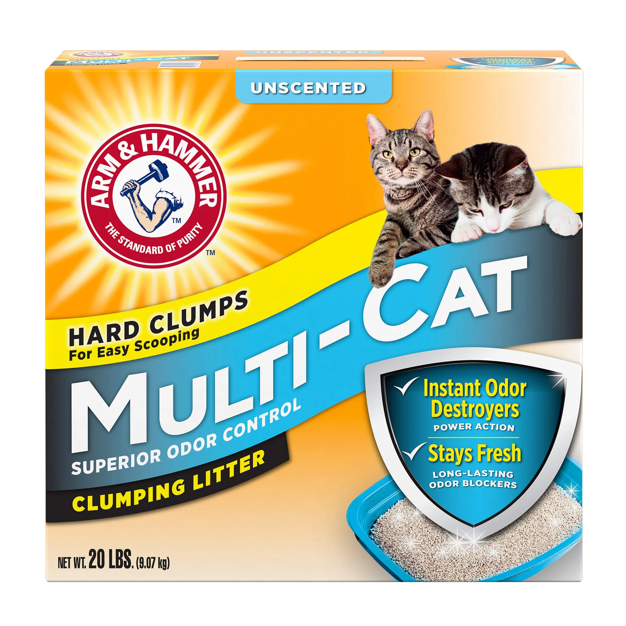 Arm & Hammer Multi-Cat Clumping Litter Unscented  20lb - Image 1