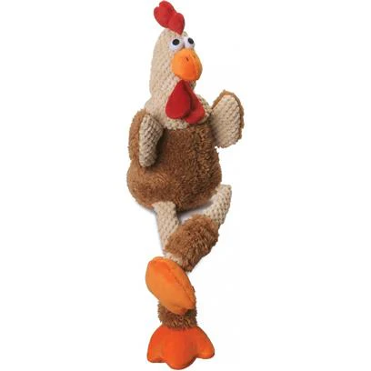 goDog Checkers Rooster Plush Squeaker Dog Toy Large Brown - Image 1