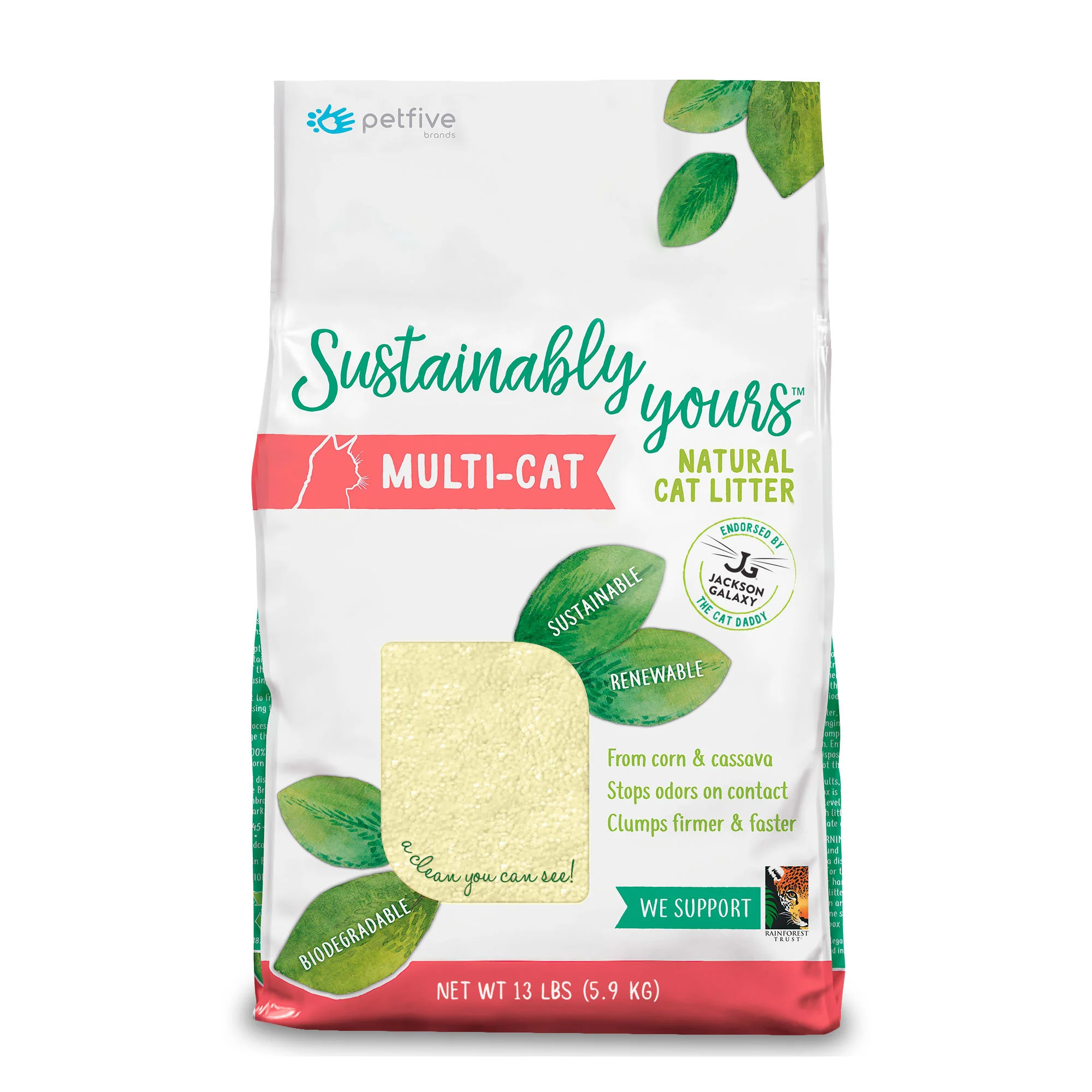 Sustainably Yours Multi-Cat From Corn & Cassava Natural Cat Litter 13lb - Image 1