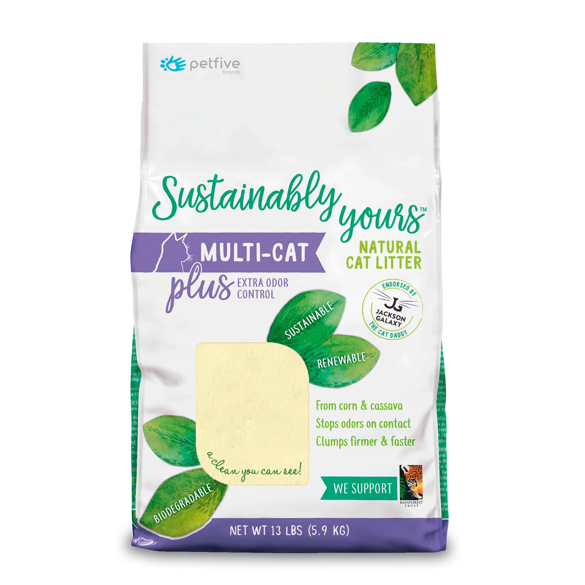 Sustainably Yours Multi-Cat Plus From Corn & Cassava Natural Cat Litter 13lb - Image 1