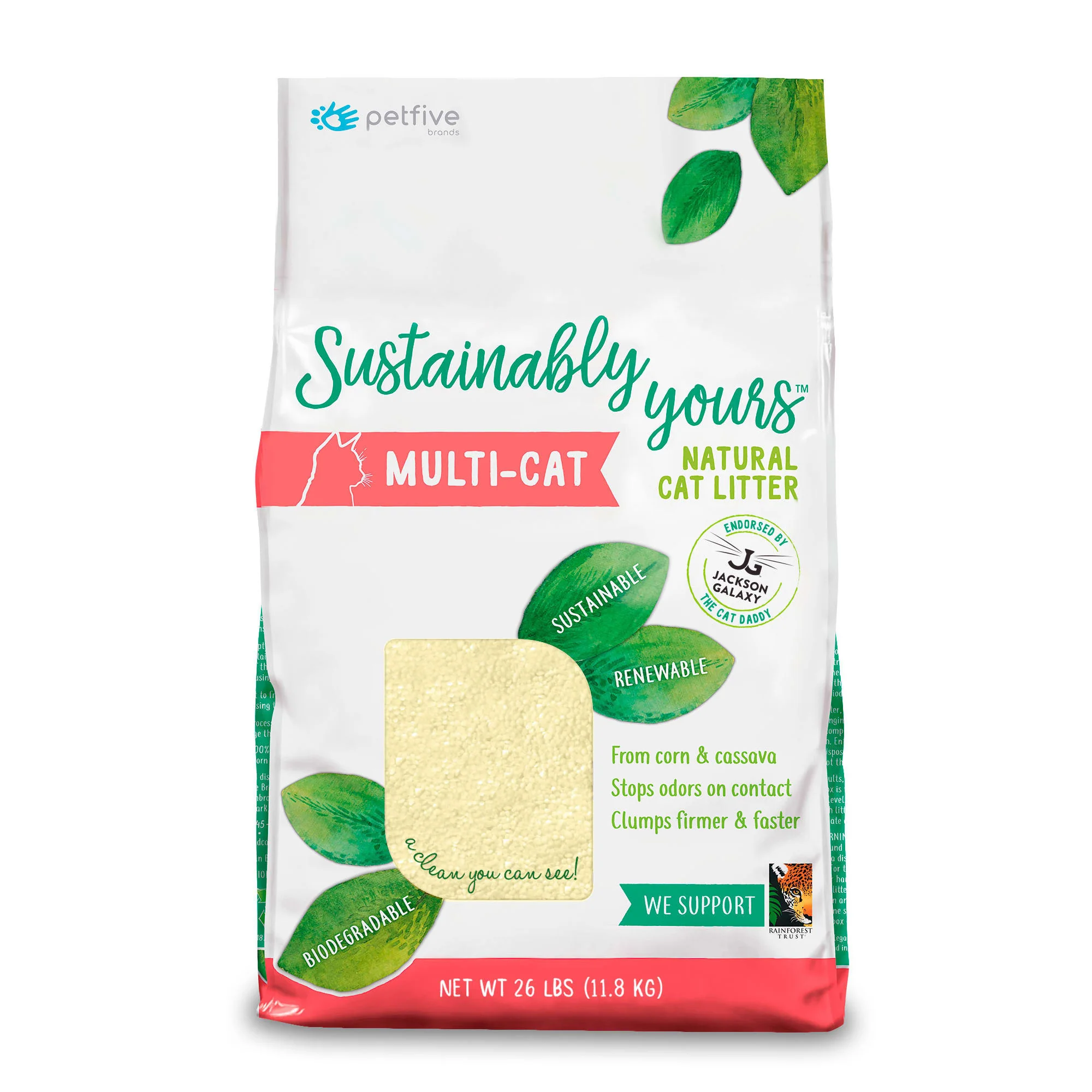 Sustainably Yours Multi-Cat From Corn & Cassava Natural Cat Litter 26lb - Image 1