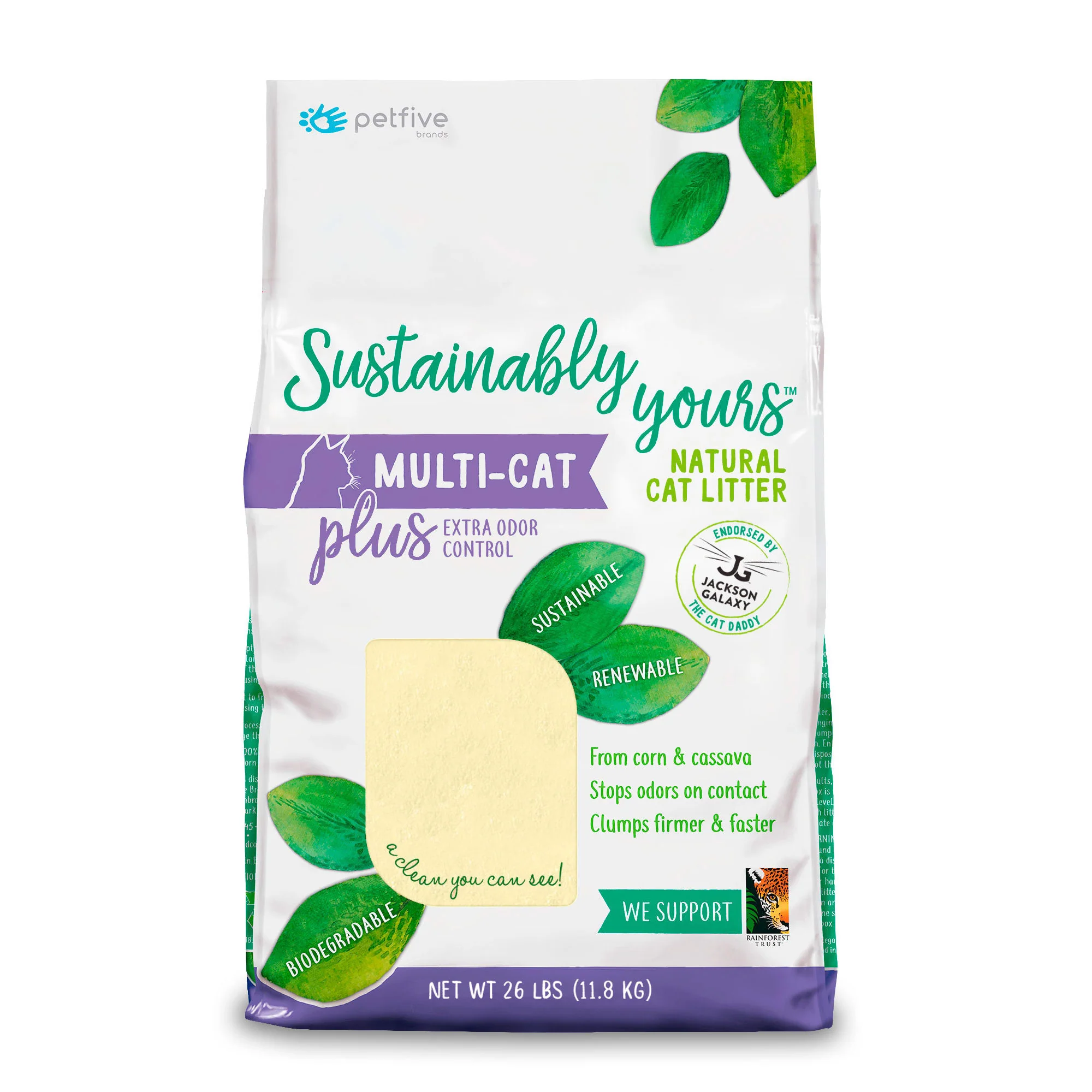 Sustainably Yours Multi-Cat Plus From Corn & Cassava Natural Cat Litter 26lb - Image 1