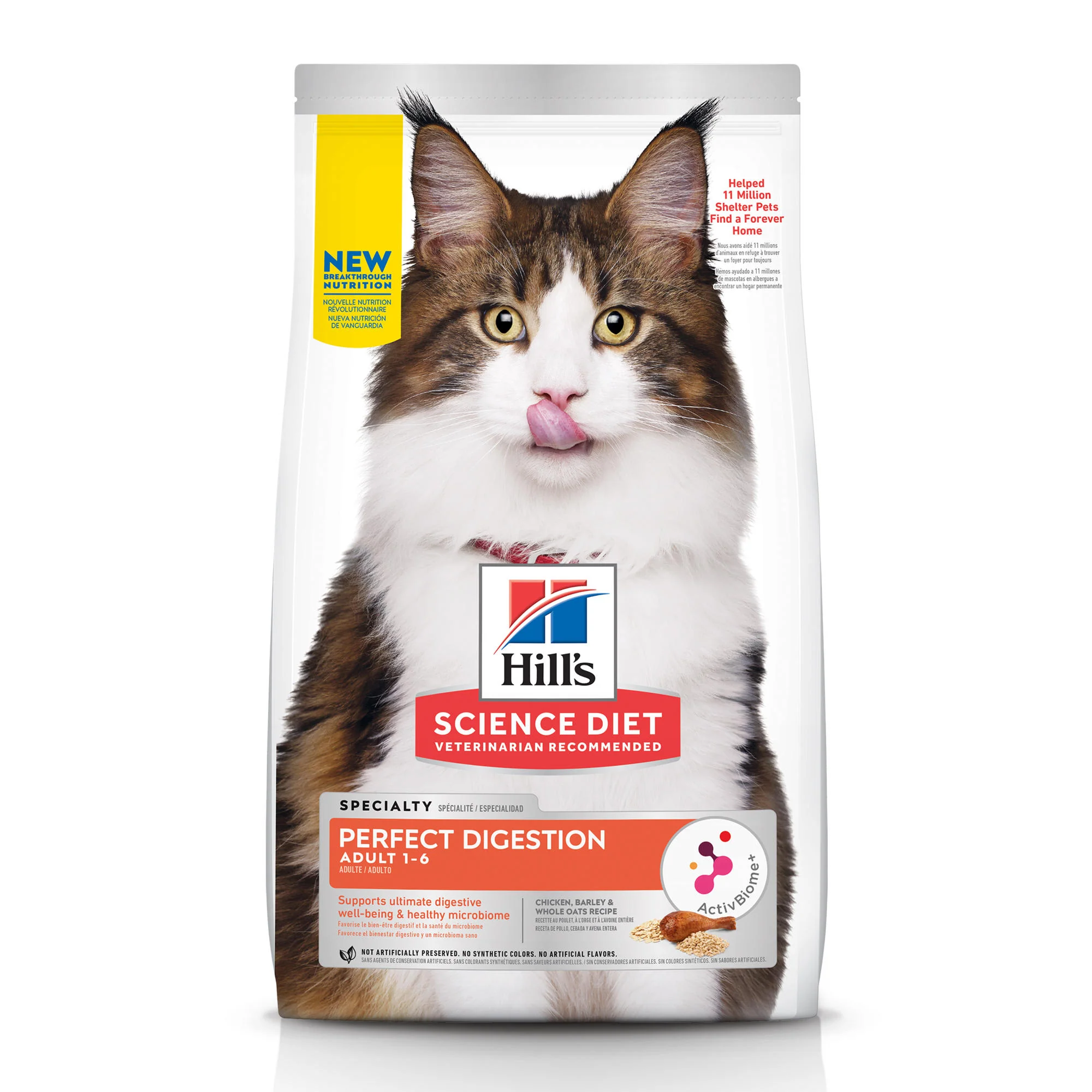Hill s Science Diet Adult Cat Dry Perfect Digestion Chicken  Brown Rice  & Whole Oats Recipe  6 lb Bag - Image 1