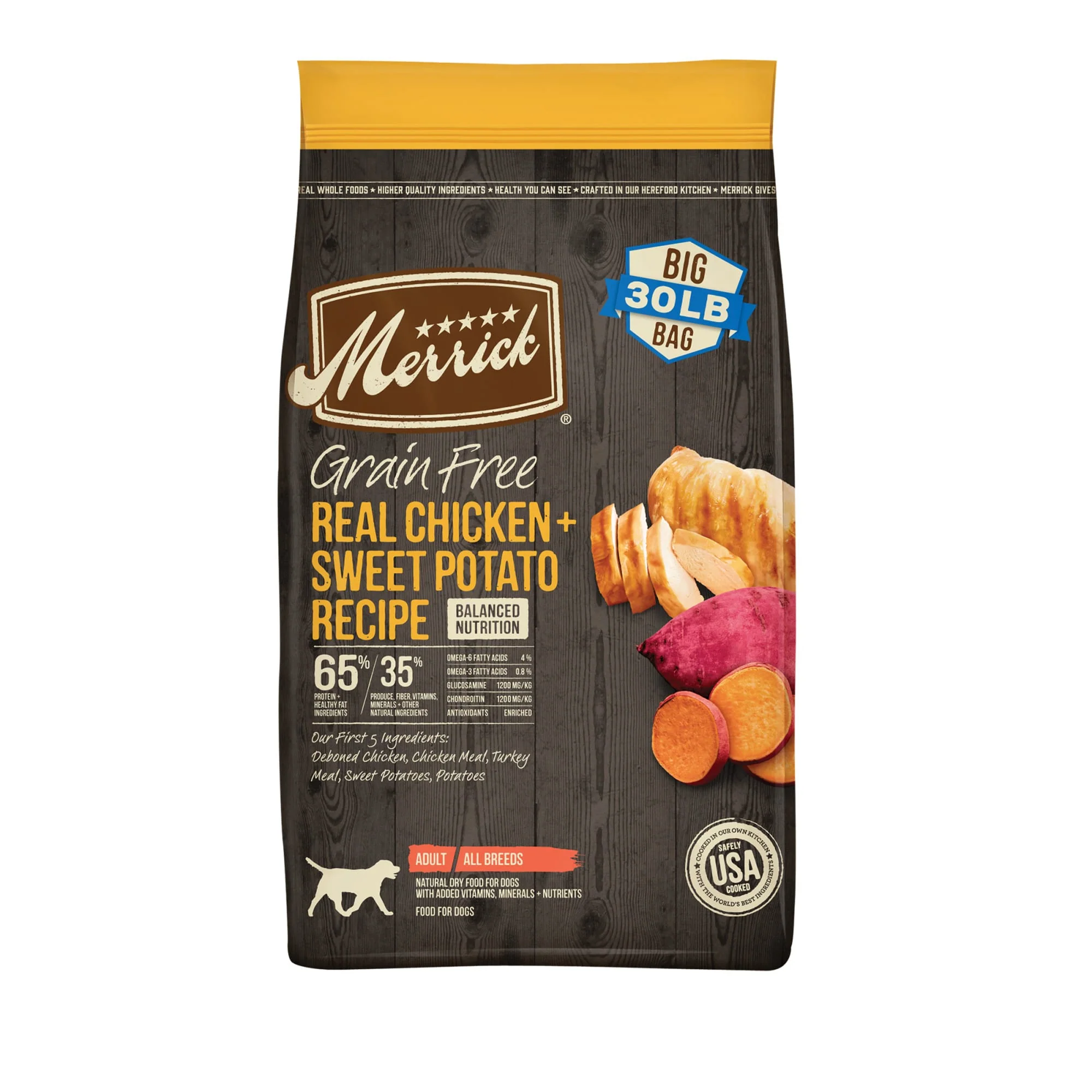 Merrick Grain Free Real Chicken & Sweet Potato Recipe Dry Dog Food, 30 lbs. - Image 1