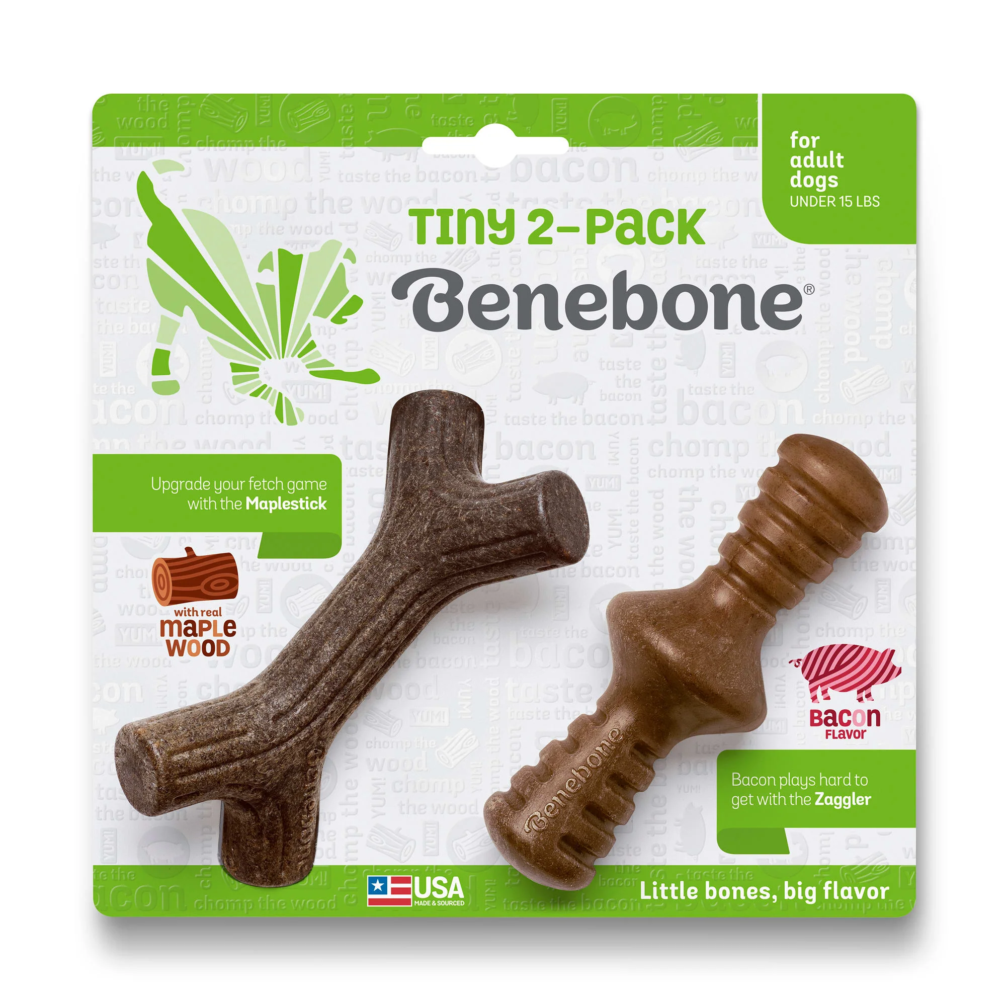 Benebone Stick/Zaggler Dog Chew Toys, X-Small, Pack of 2, Brown - Image 1