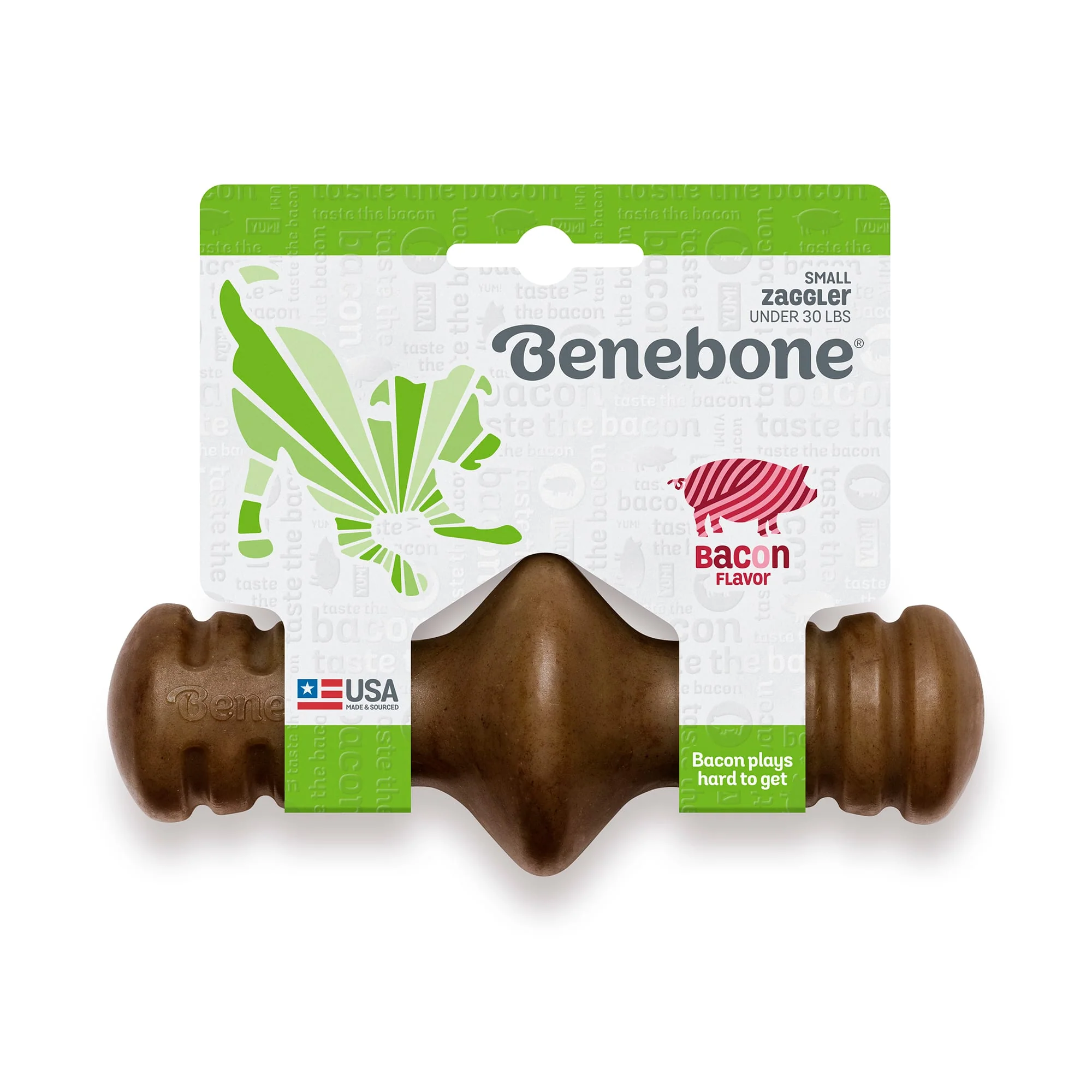 Benebone Zaggler Rolling Dog Chew Toy  Bacon  Small - Image 1
