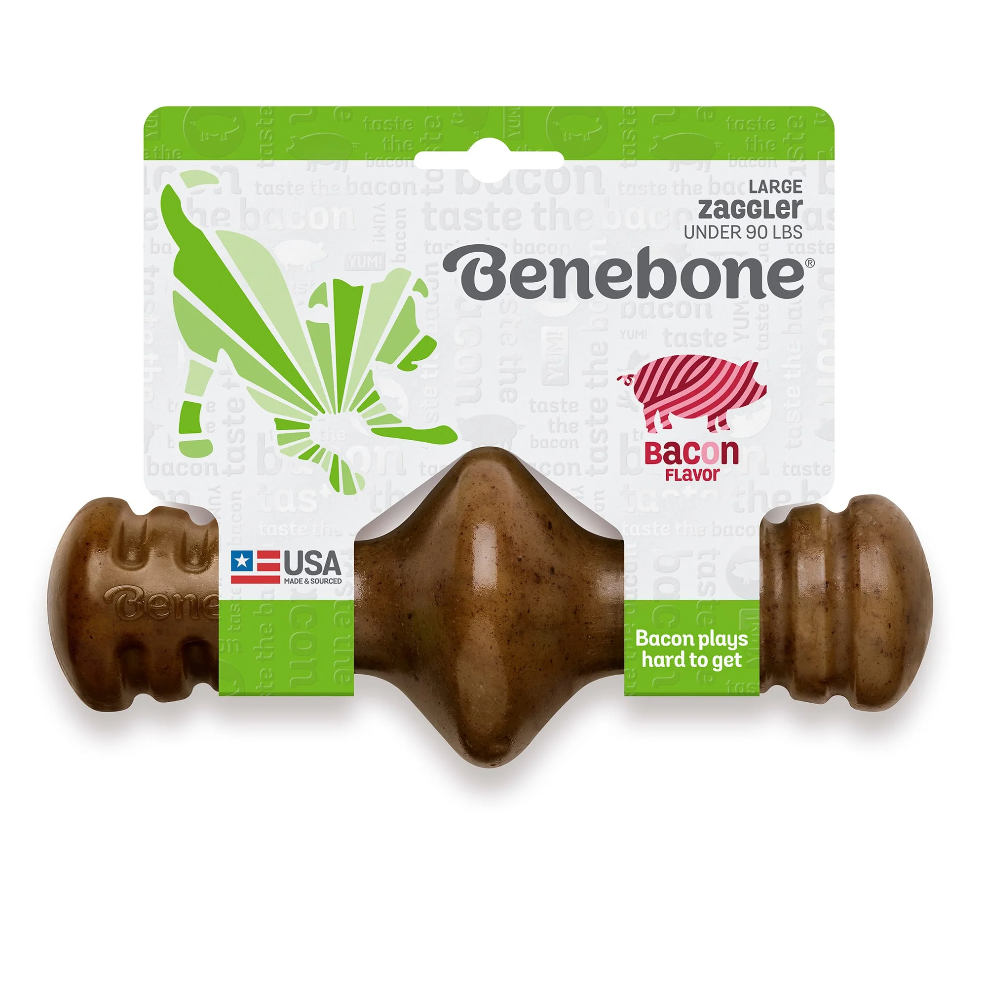 Benebone Zaggler Rolling Dog Chew Toy  Bacon  Large - Image 1