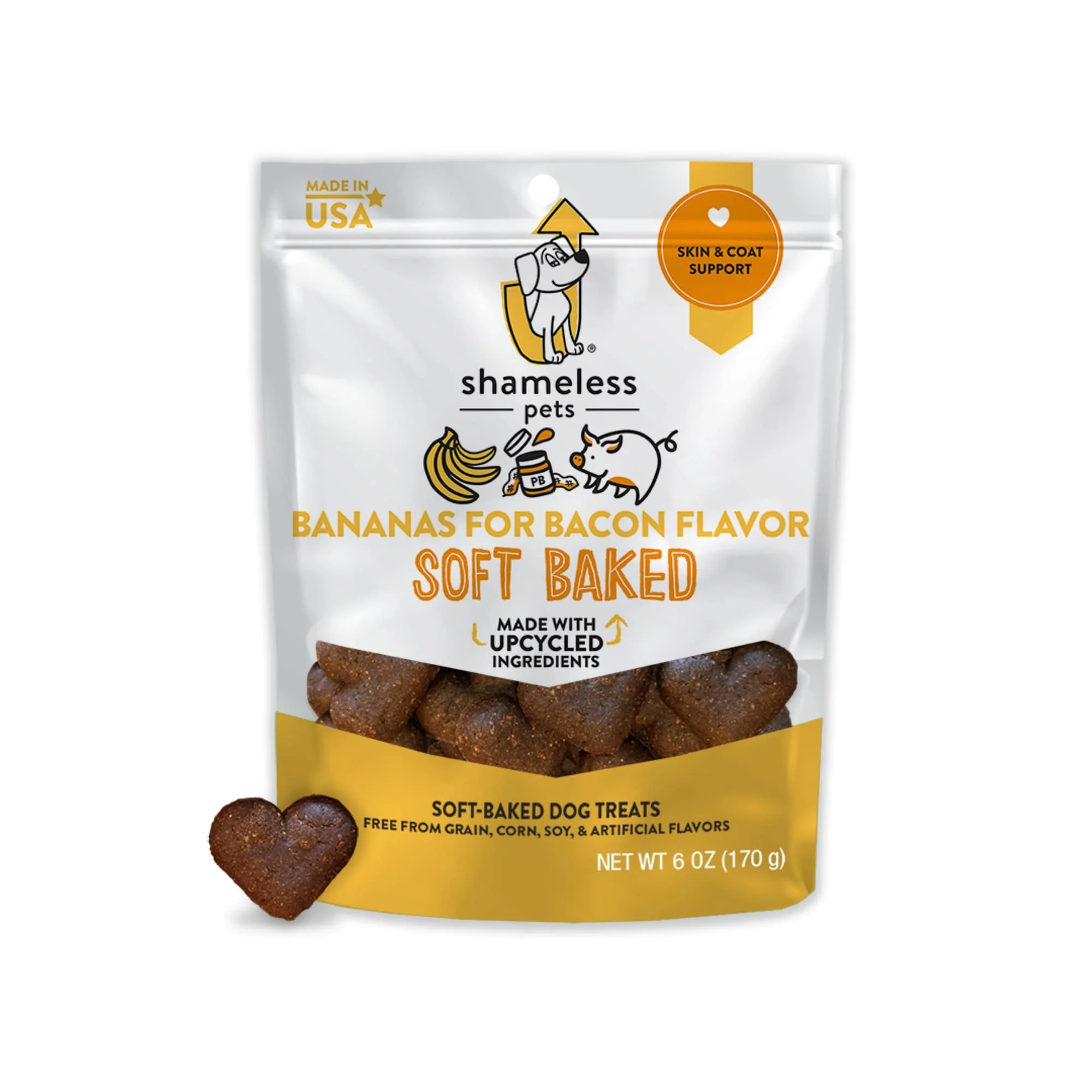 Shameless Pets Dry Bananas for Bacon Flavor  Fresh Dog  Biscuit Treats  6oz - Image 1
