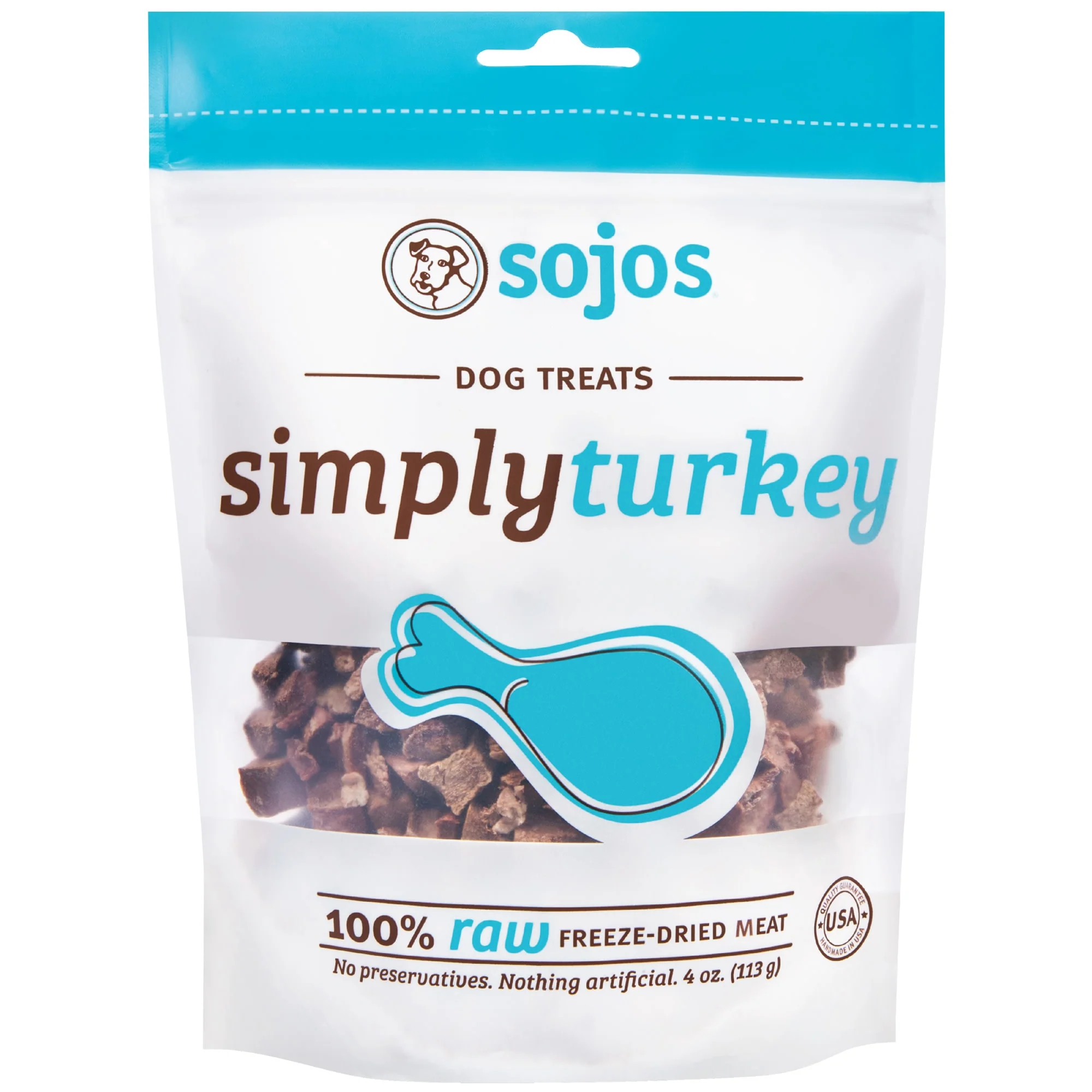 Sojos Simply Turkey Freeze Dried Dog Treats 4oz - Image 1