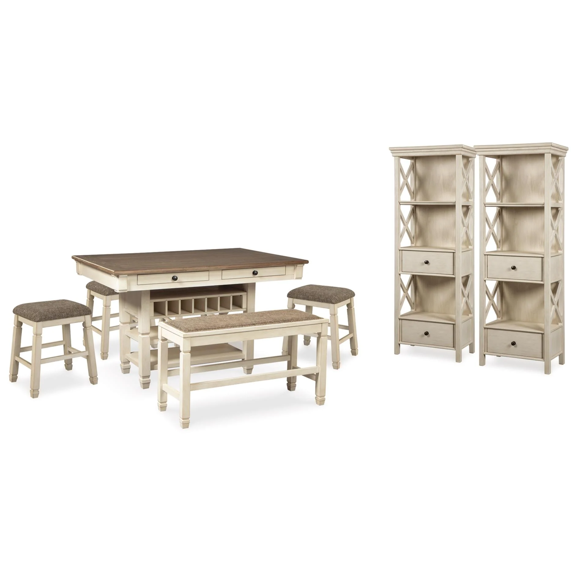 Signature Design by Ashley Bolanburg D647D29 8 pc Counter Height Dining Set