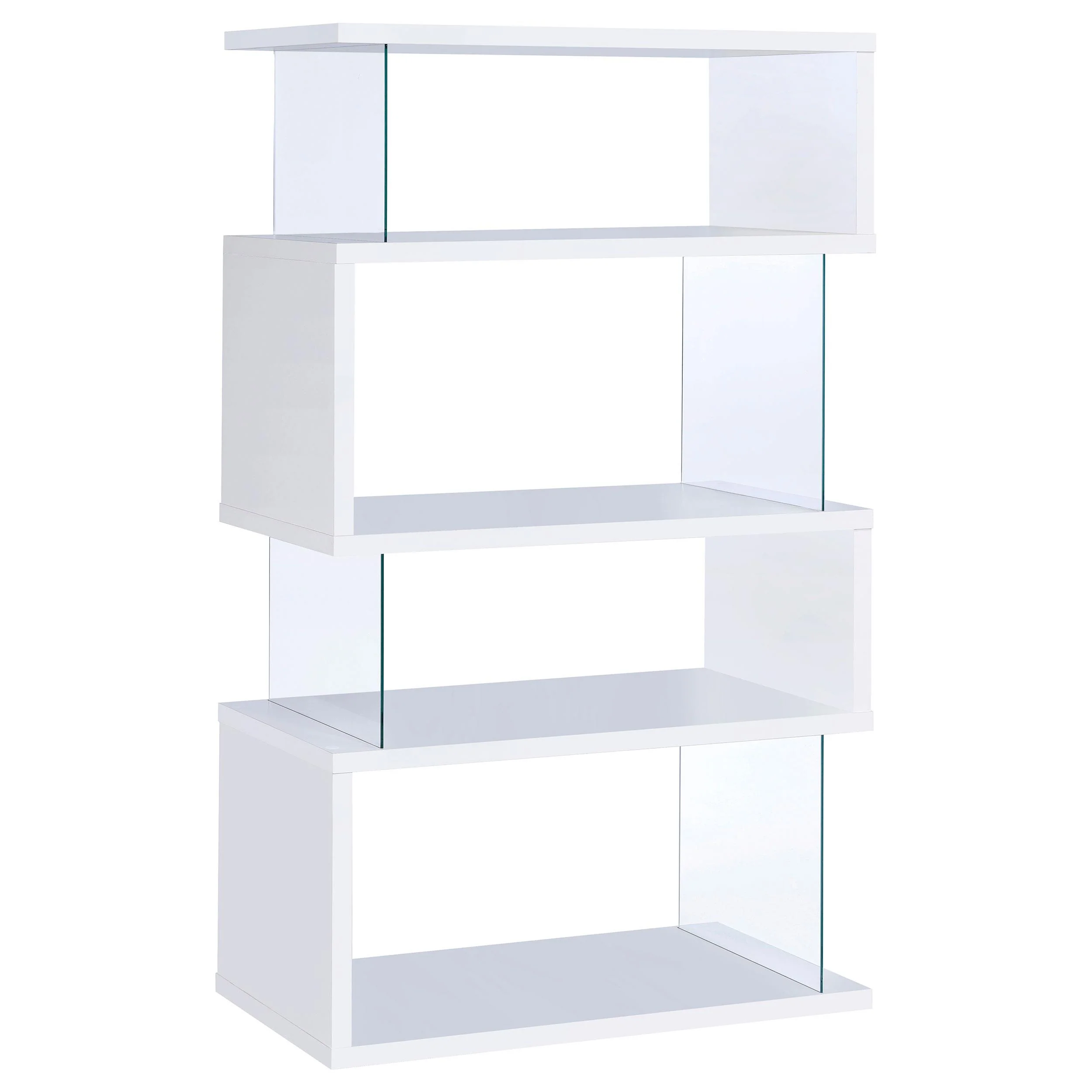 Coaster Furniture Emelle 800300 63-inch 4-shelf Glass Panel Bookshelf - White - Image 1