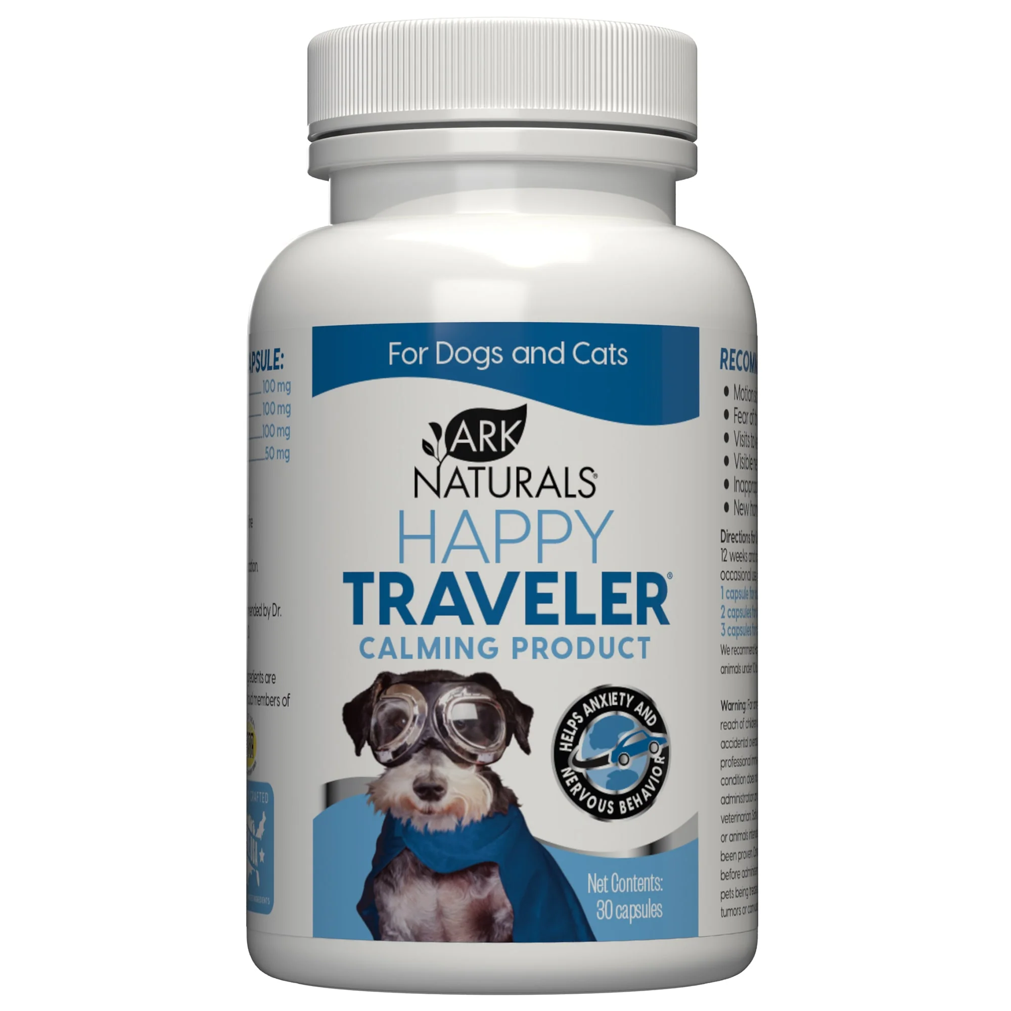 Ark Naturals Happy Traveler for Dogs & Cats 30 Caps - Image 1