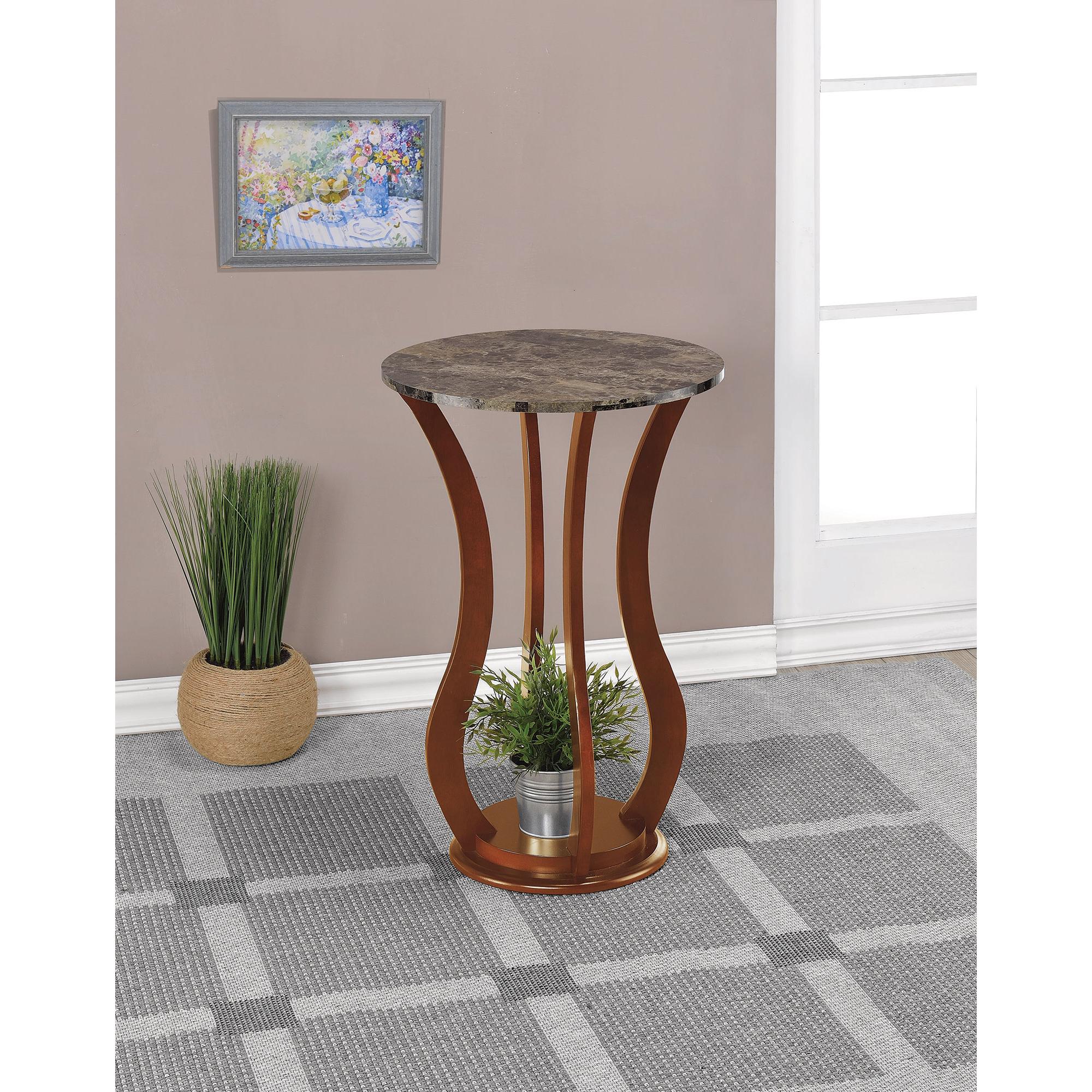 Coaster Furniture Elton 900926 Round Faux Marble Top Accent Side Table – Brown