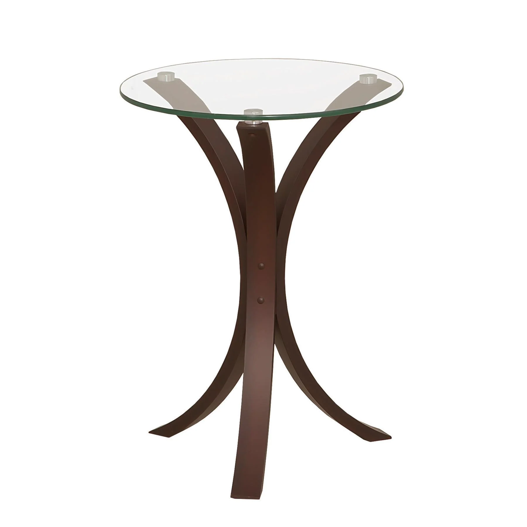 Coaster Furniture Edgar 902867 Round Glass Top Accent Side Table - Cappuccino - Image 1
