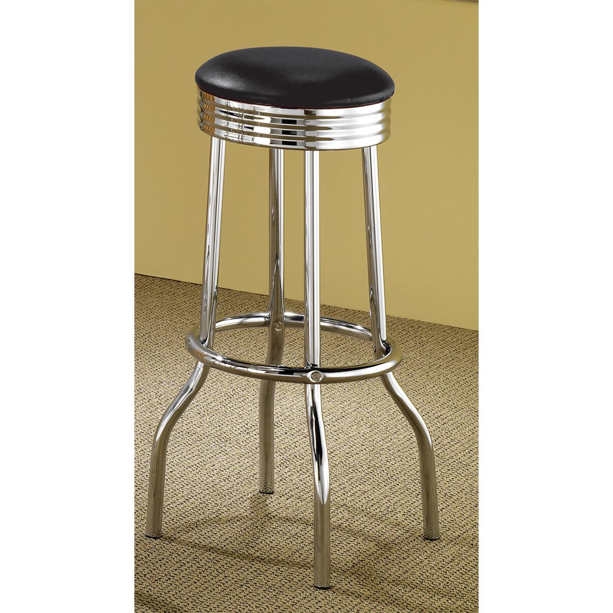 Coaster Furniture Retro 2408 Upholstered Metal Swivel Bar Stool - Black (Set of 2) - Image 2