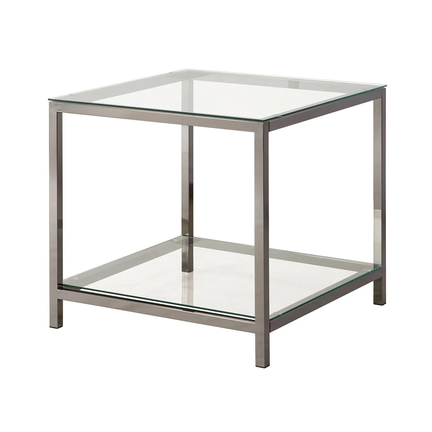 Coaster Furniture Trini 720227 1-shelf Glass Top Side End Table – Black Nickel
