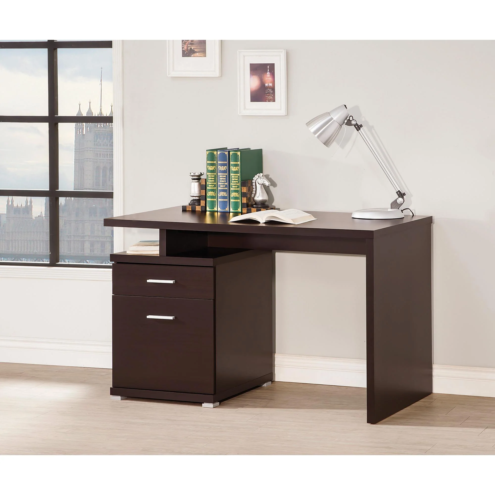 Coaster Furniture Irving 800109 47-inch 2-Drawer Office Computer Desk - Cappuccino - Image 2