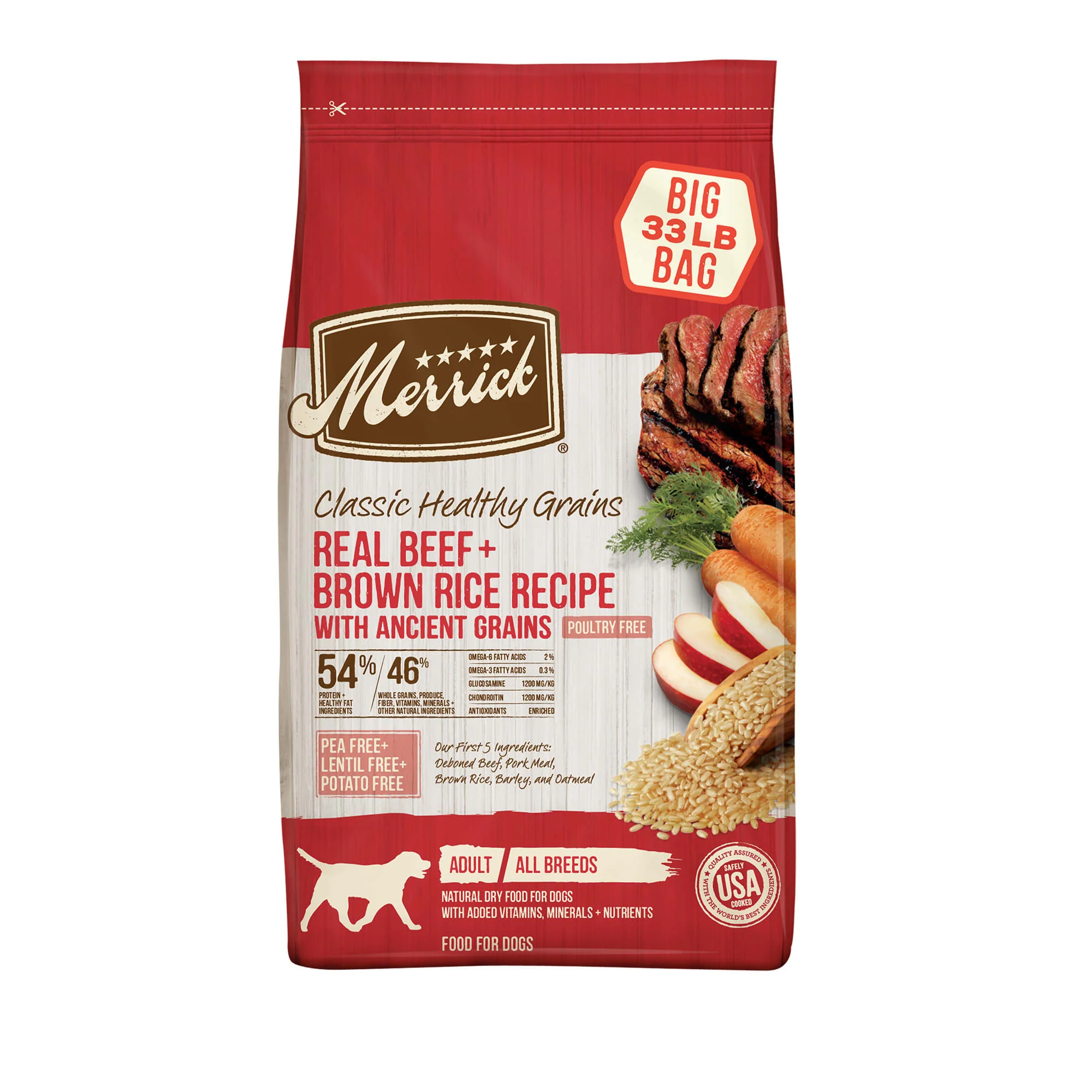 Merrick Classic Healthy Grains Real Beef & Brown Rice Recipe with Ancient Grains Dry Dog Food, 33 lbs. - Image 1