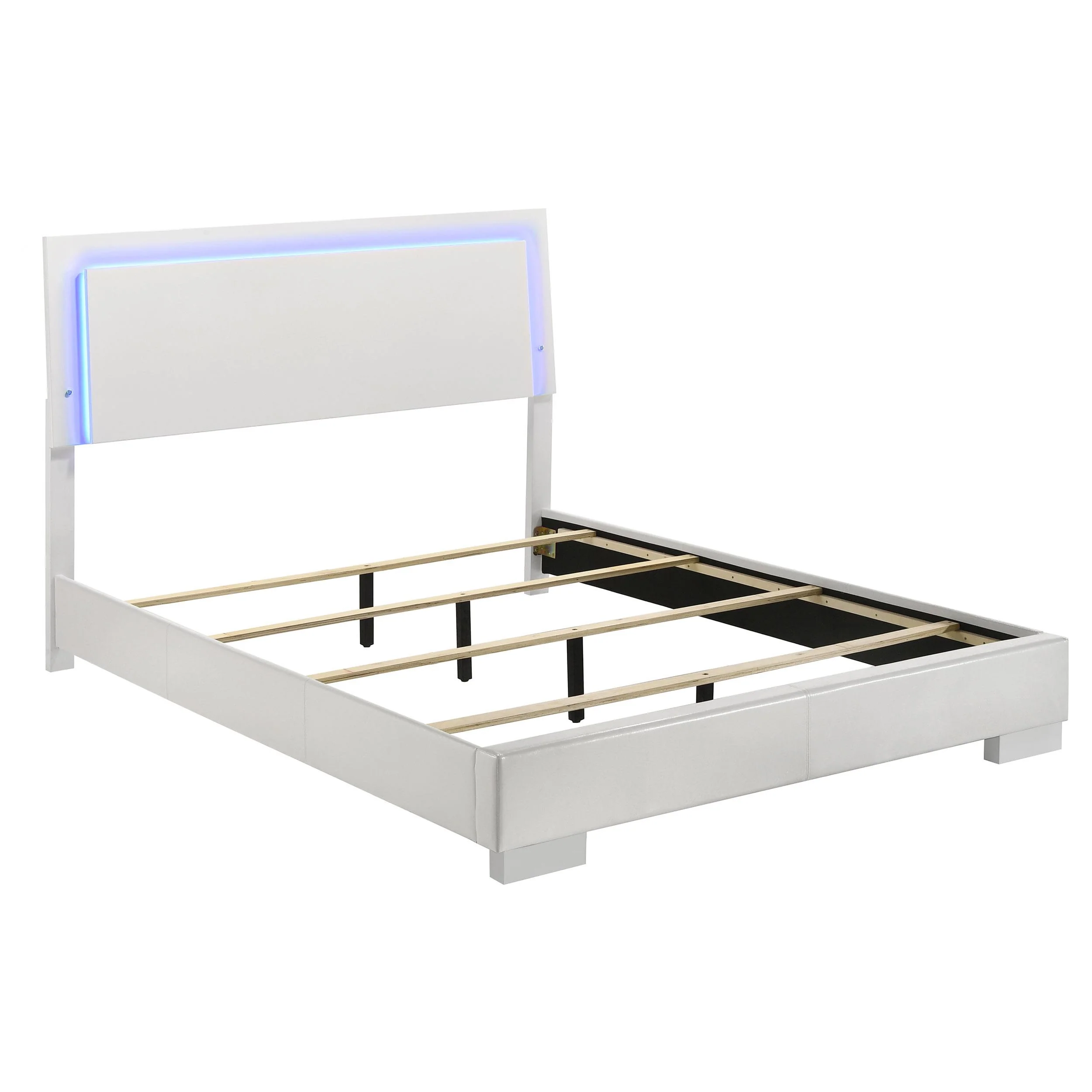 Coaster Furniture Felicity 203500Q Wood Queen LED Panel Bed - White High Gloss - Image 1