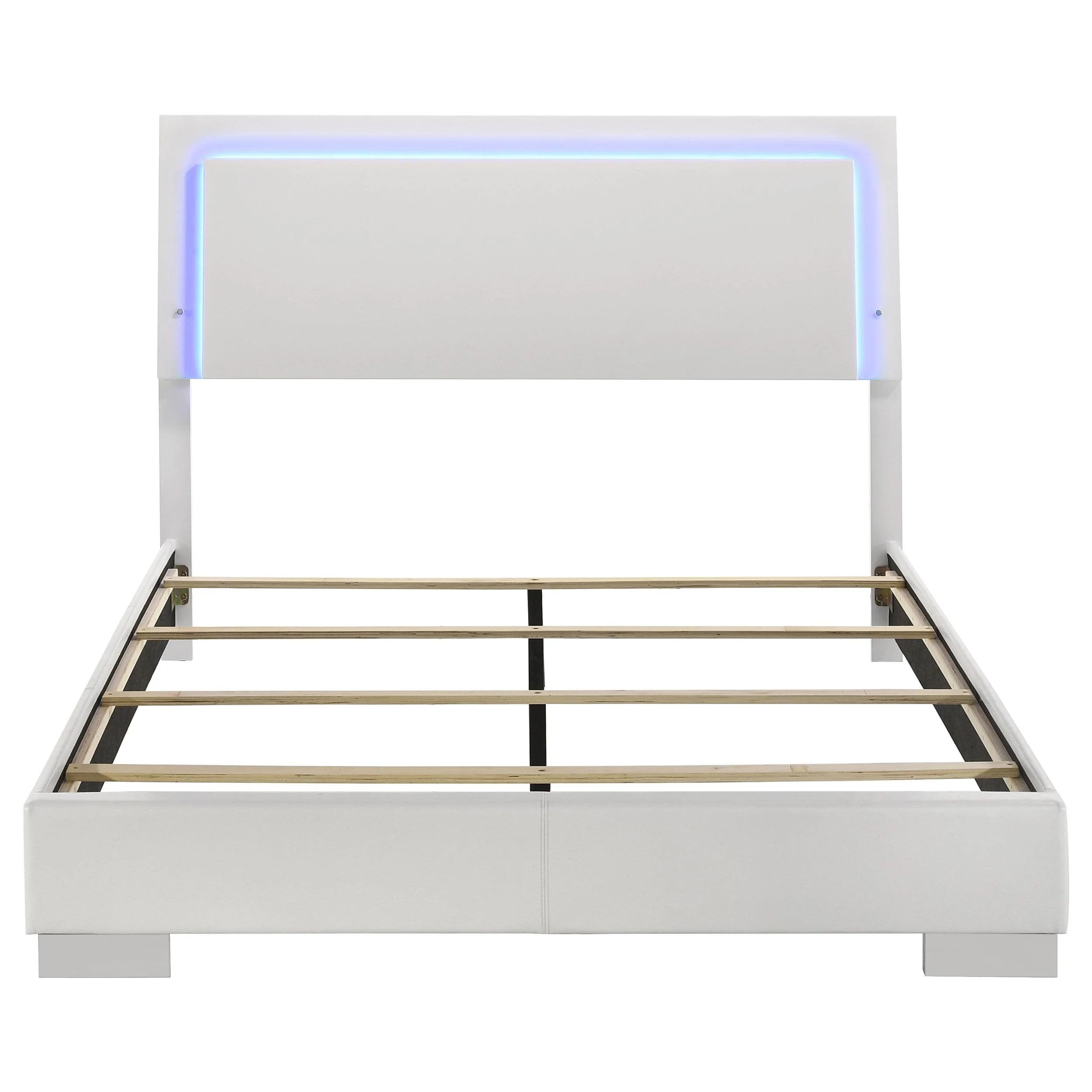 Coaster Furniture Felicity 203500Q Wood Queen LED Panel Bed - White High Gloss - Image 3